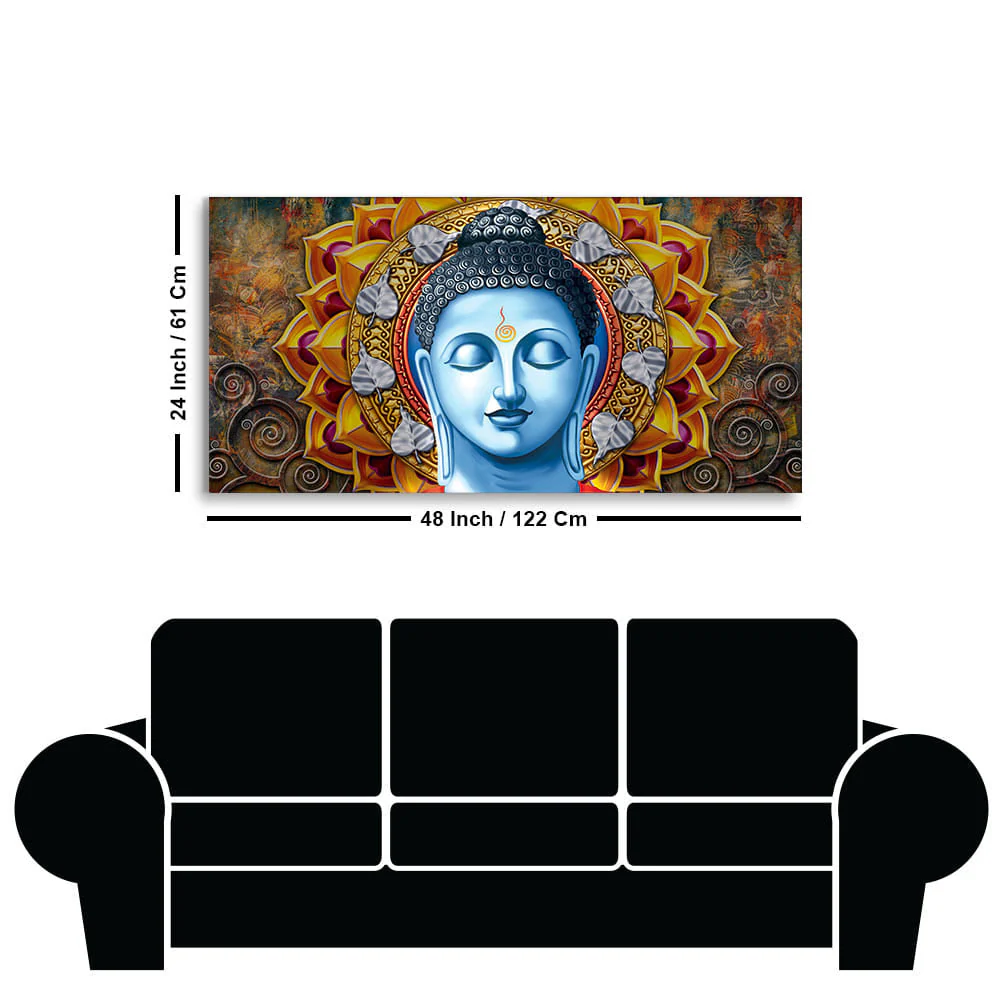 Lord Gautam Buddha Serene Face Canvas Wall Painting - Image 7