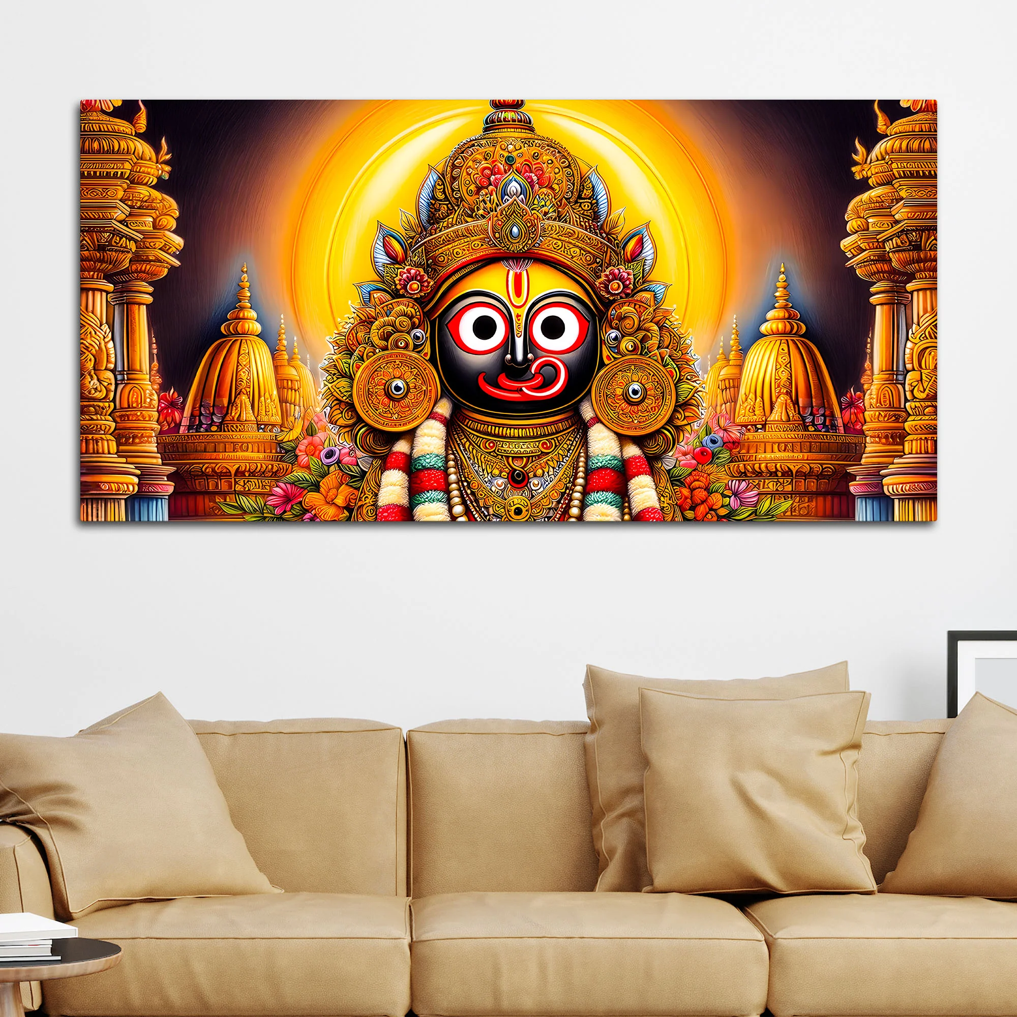 Lord Jagannath Devotional Wall Painting for Living Room Decor - Image 3