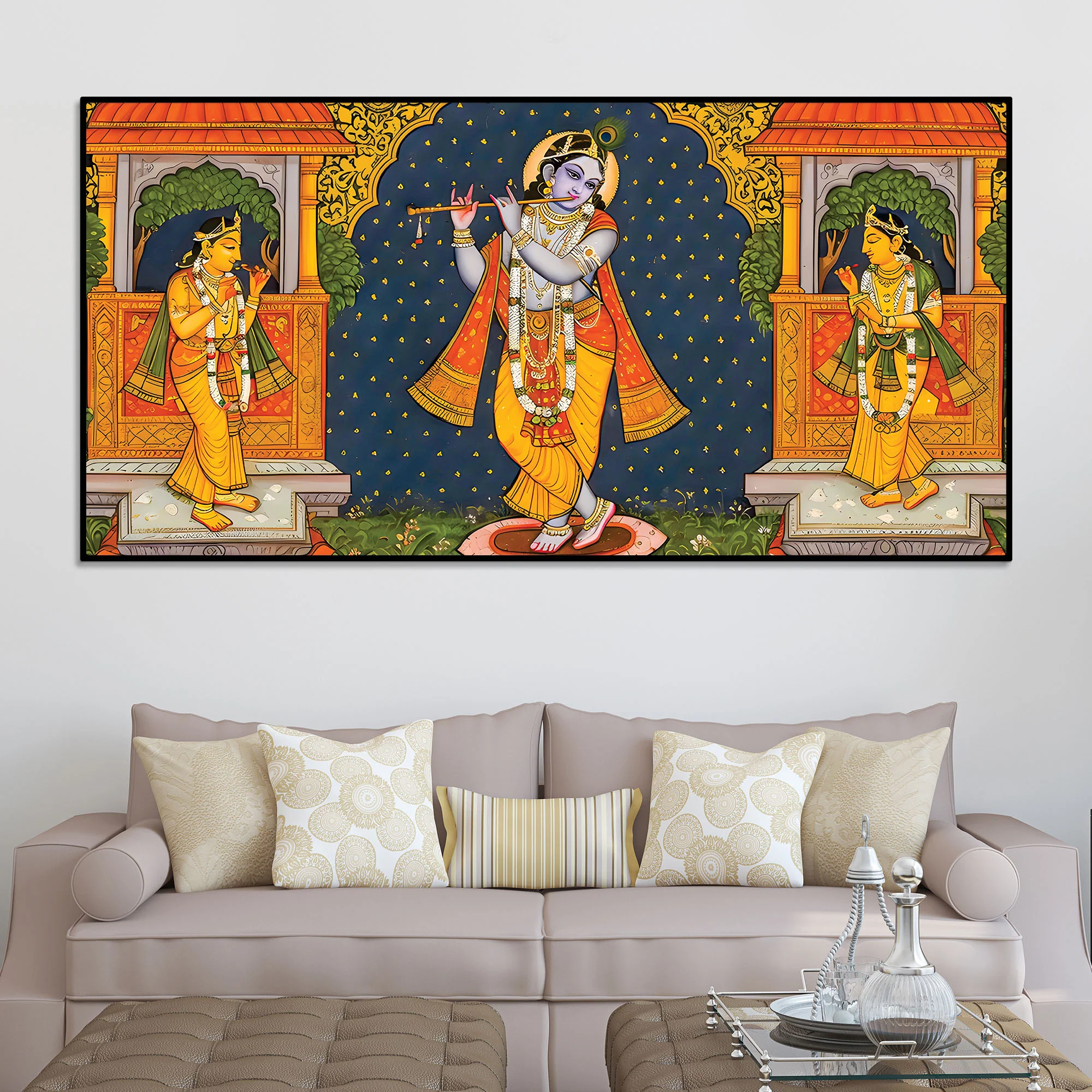 Lord Krishna Bhakti Wall Painting for Decoration - Image 2