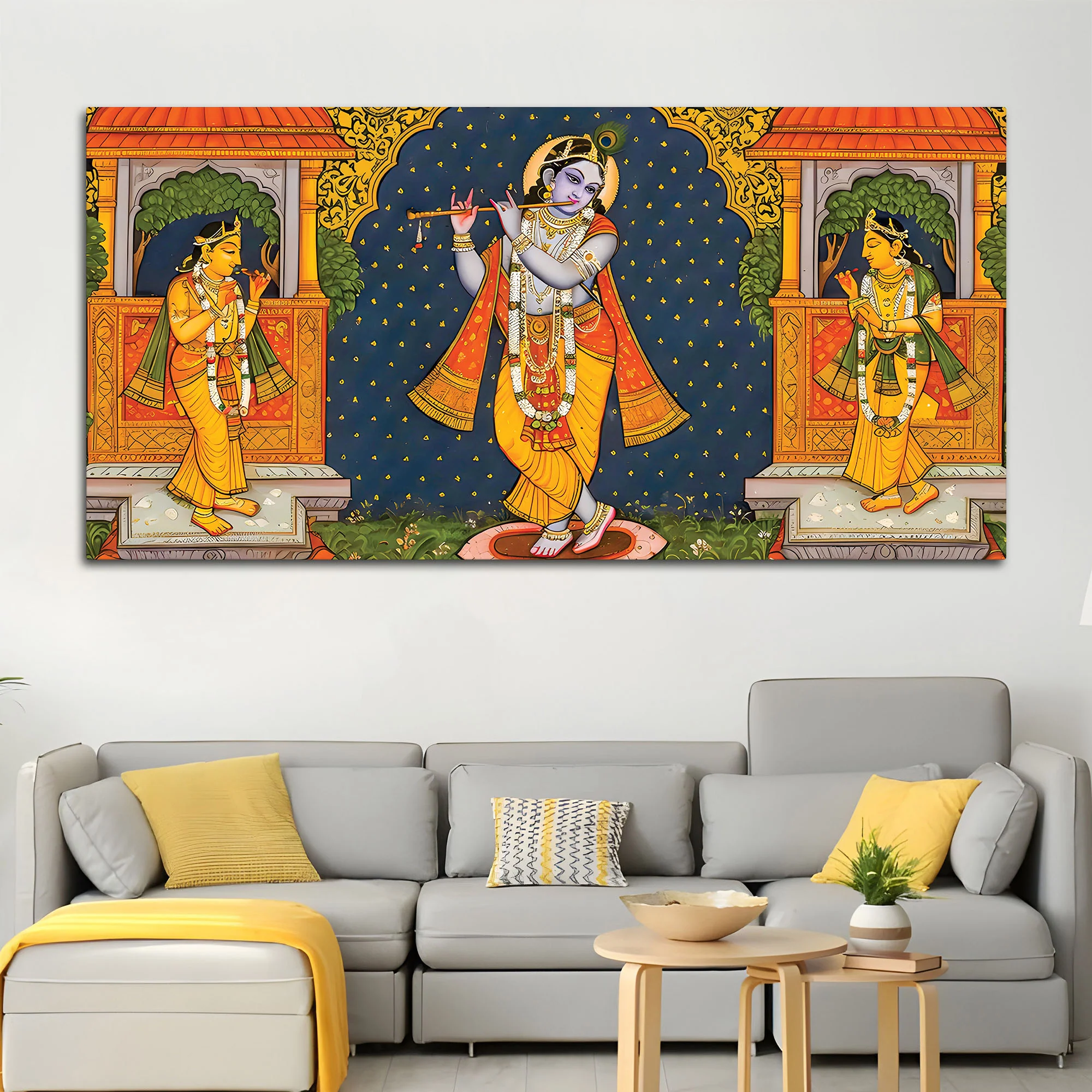 Lord Krishna Bhakti Wall Painting for Decoration - Image 3