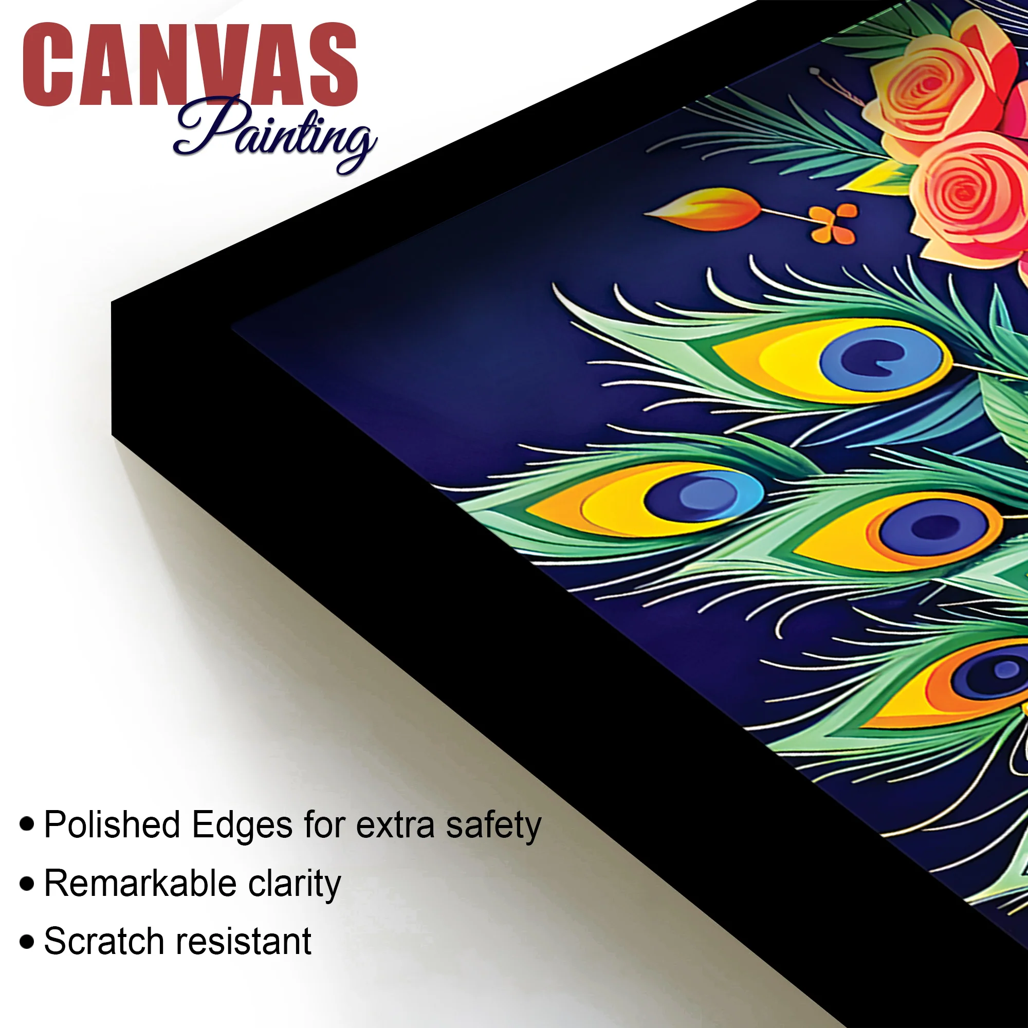 Lord Krishna Floral Peacock Theme Painting - Image 6