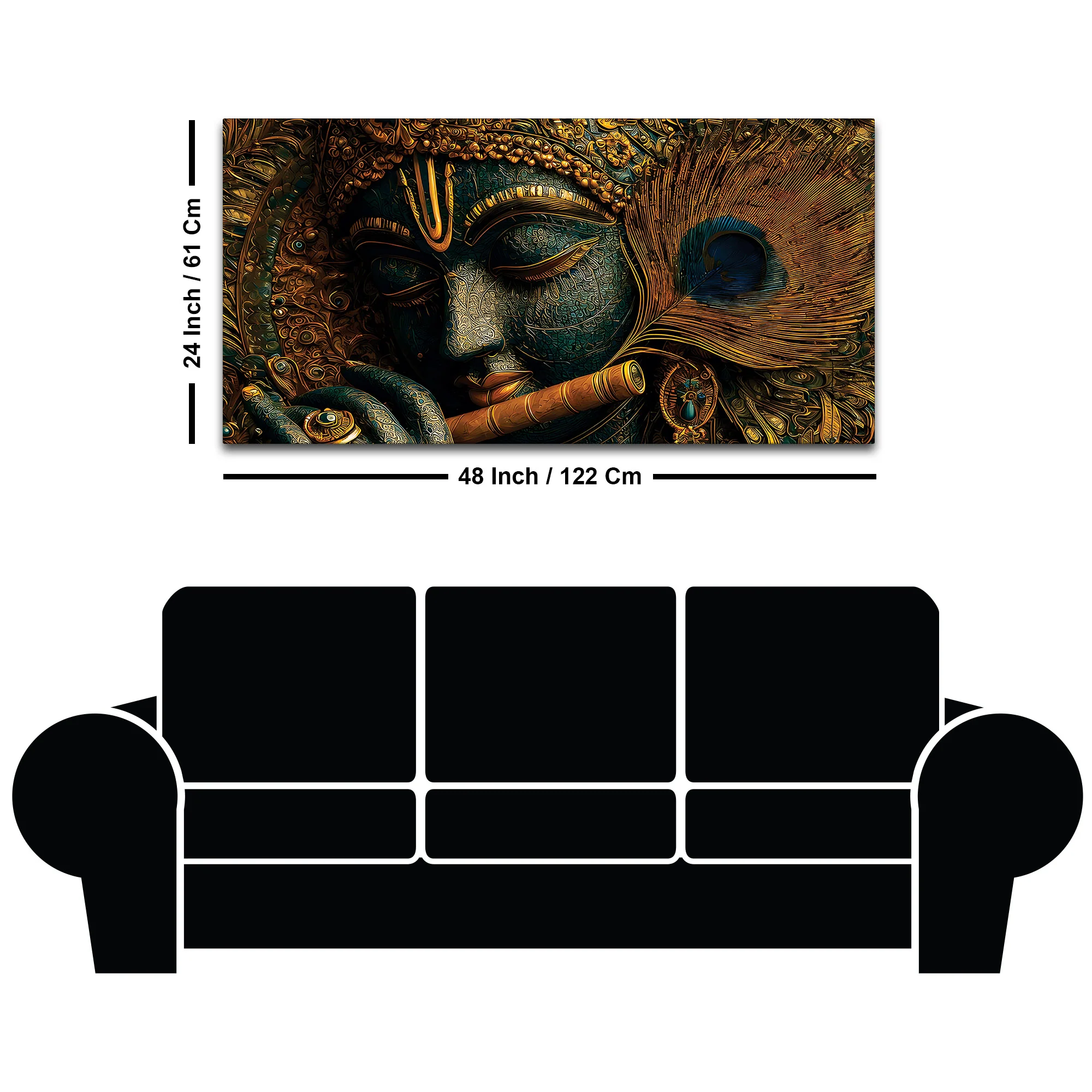 Lord Krishna Flute Textured Canvas Wall Painting for Living Room Decor - Image 8