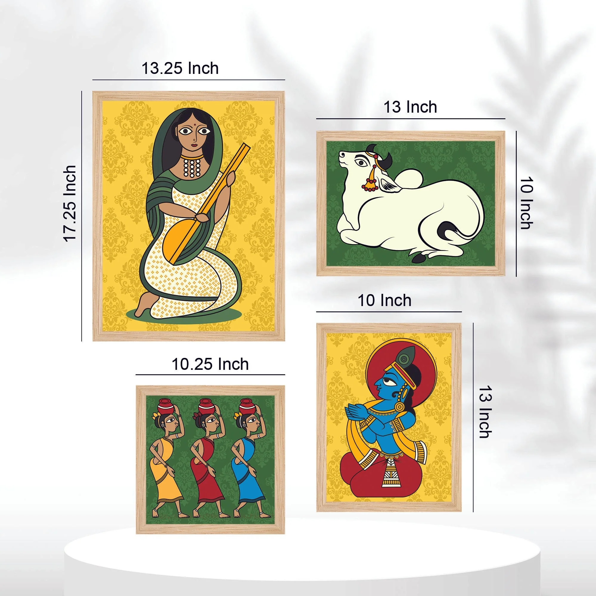 Lord Krishna Life Artistic Art Wall Frame Set of Four - Image 6