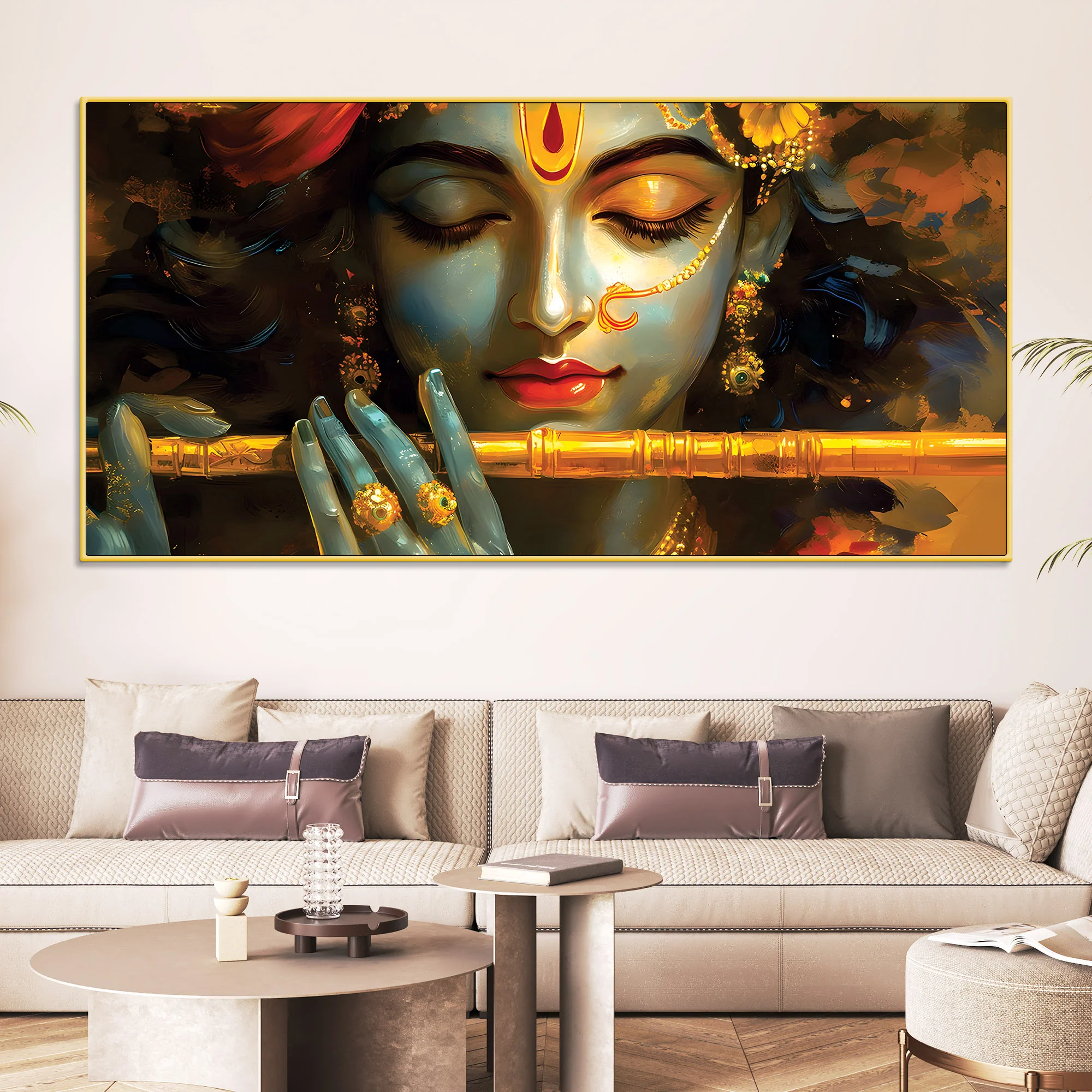 Lord Krishna Modern Spiritual Canvas Painting for Living Room - Image 2