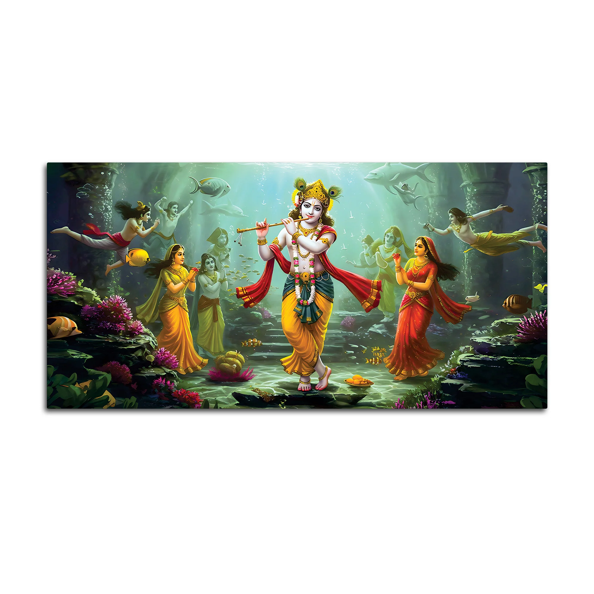 Lord Krishna Mythological Canvas Wall Painting for Home Decoration - Image 4