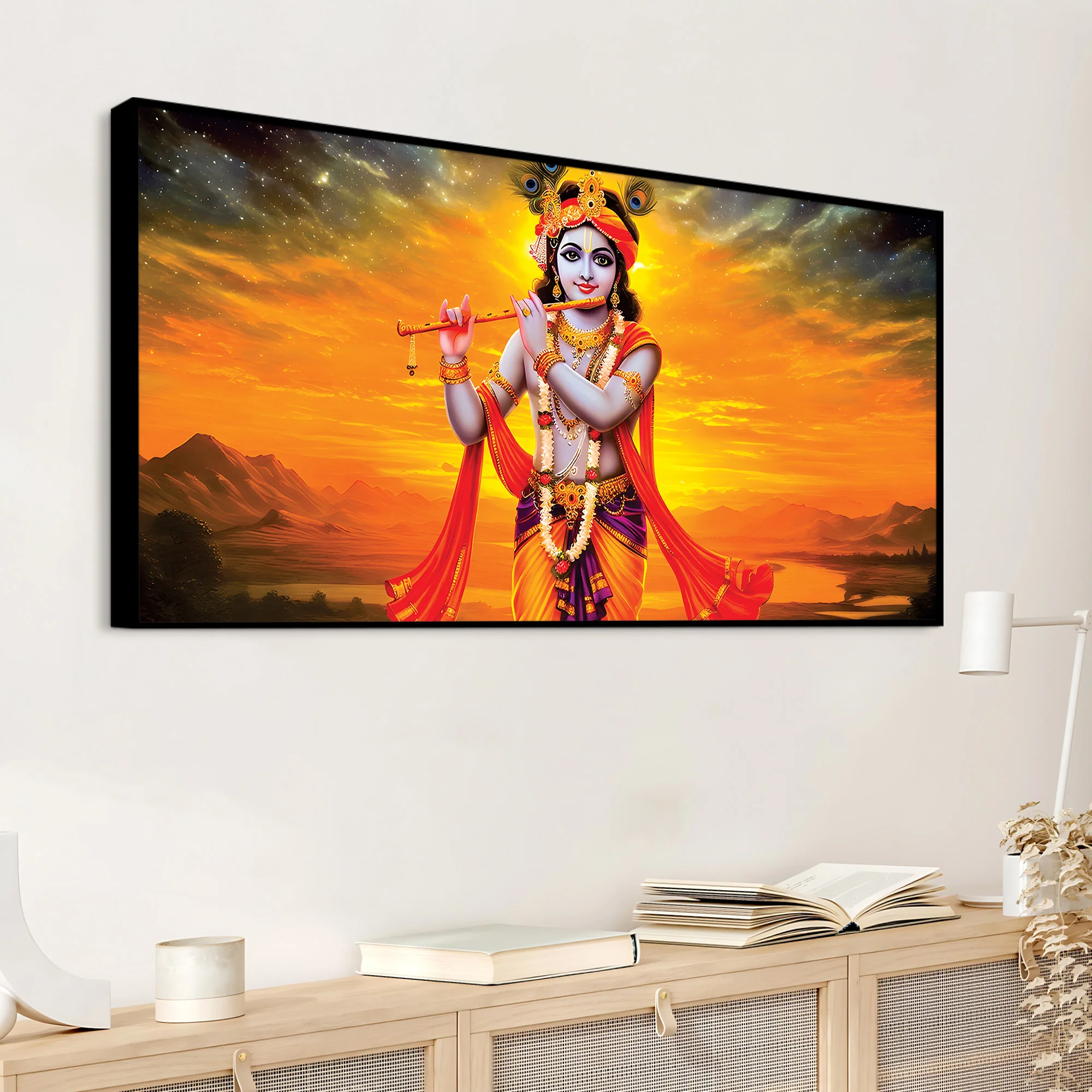 Lord Krishna Playing Flute Canvas Painting for Wall Decor - Image 5
