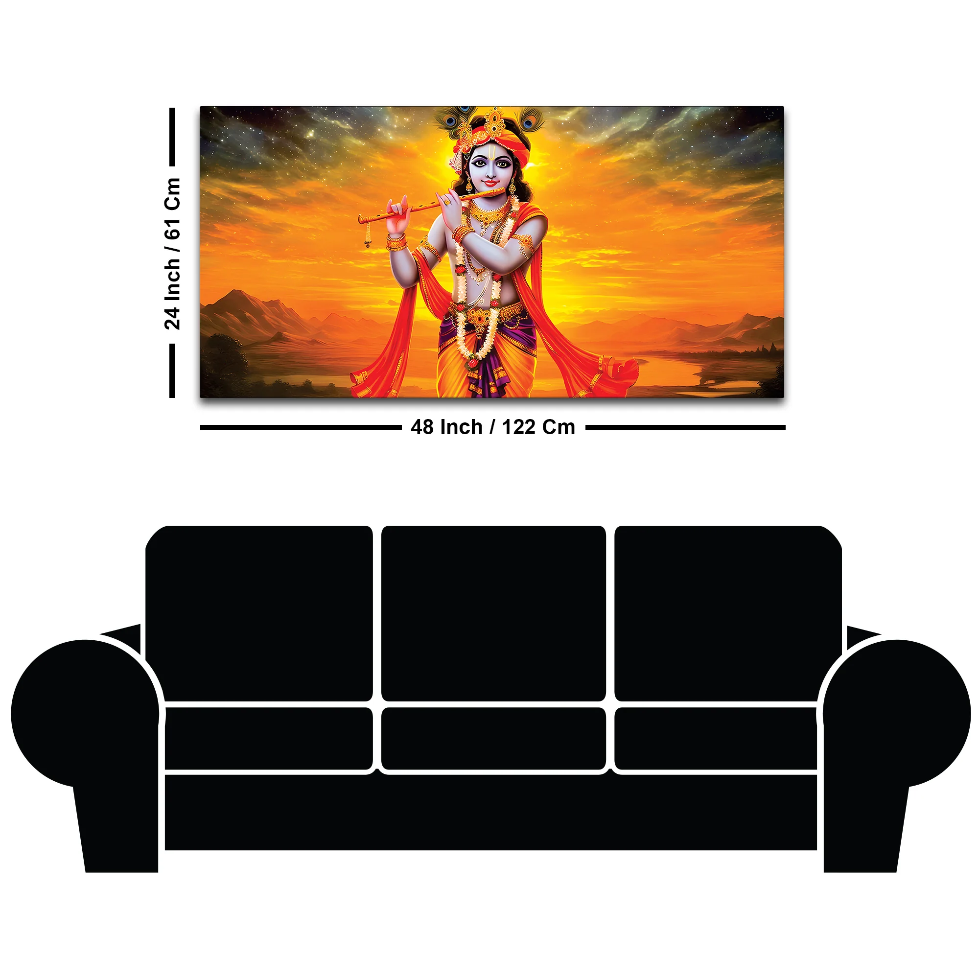 Lord Krishna Playing Flute Canvas Painting for Wall Decor - Image 8