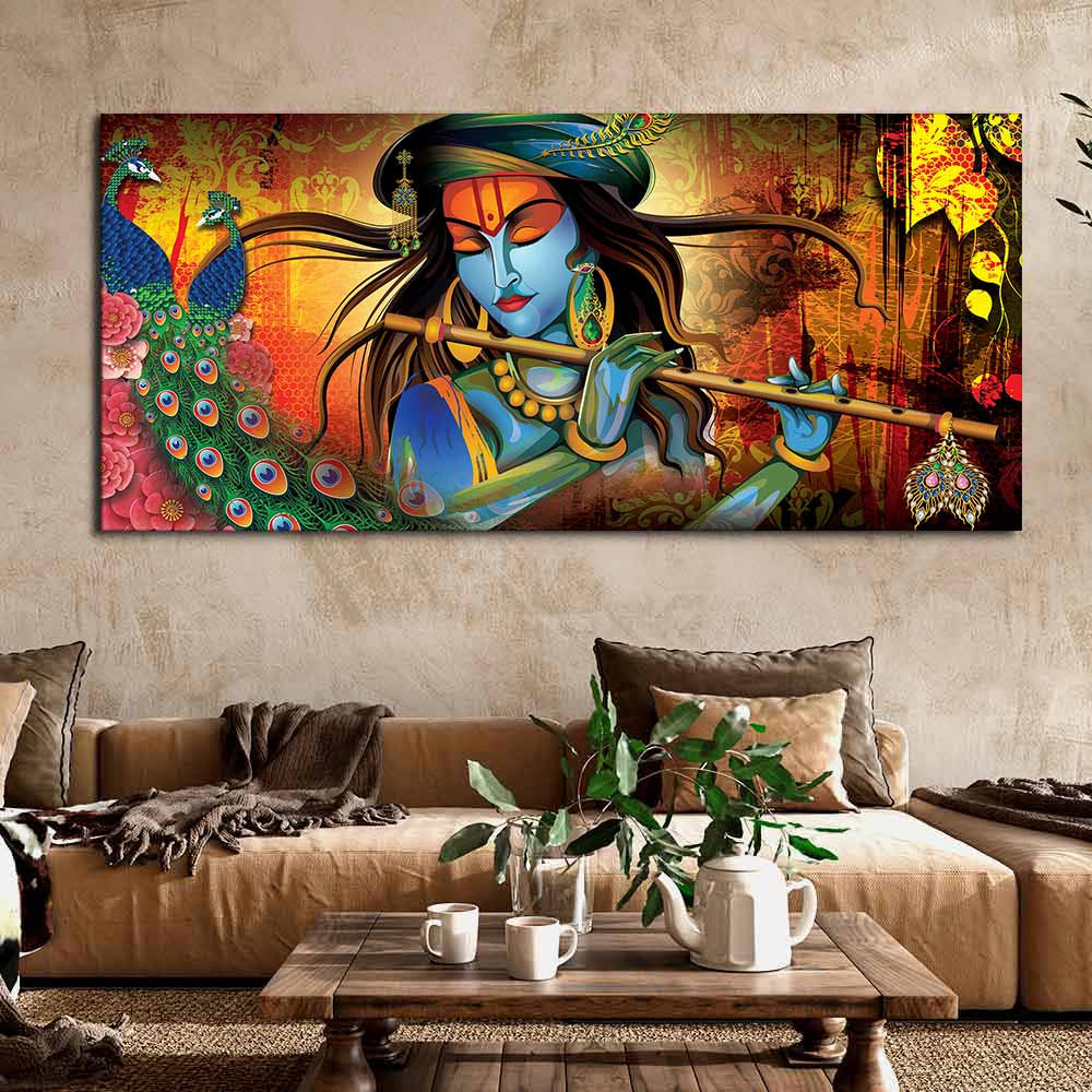 Lord Krishna Playing Flute Premium Wall Painting - Image 3