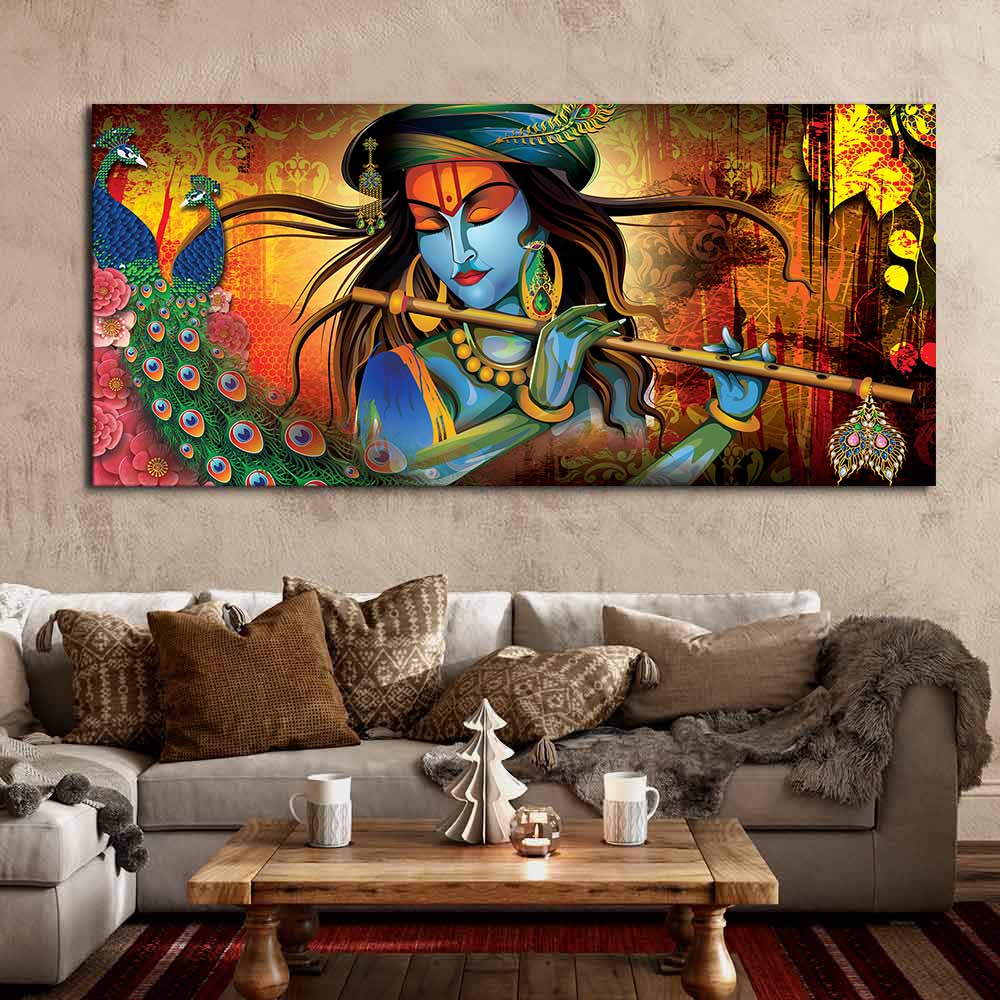 Lord Krishna Playing Flute Premium Wall Painting - Image 4