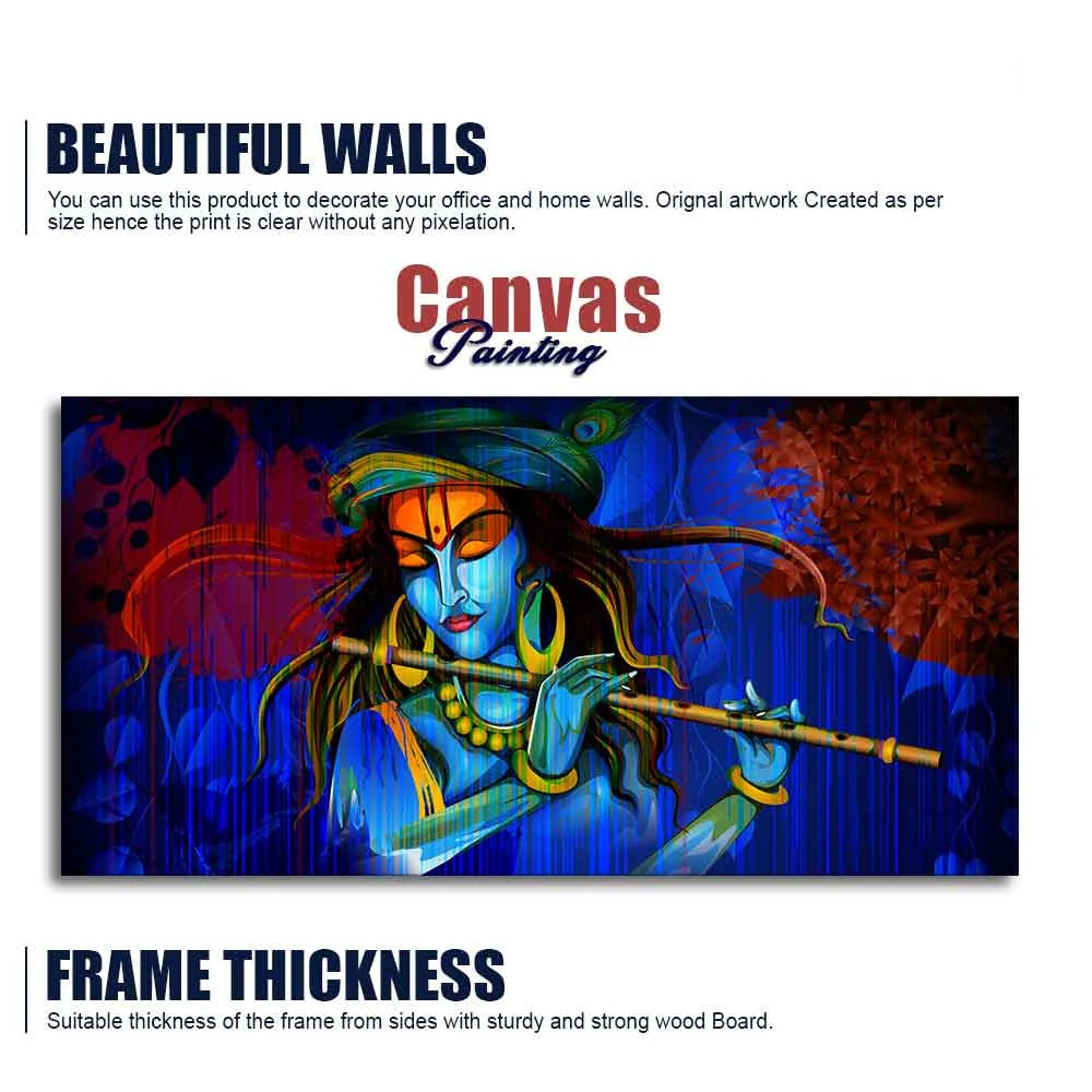 Lord Krishna Playing Flute Wall Painting - Image 6