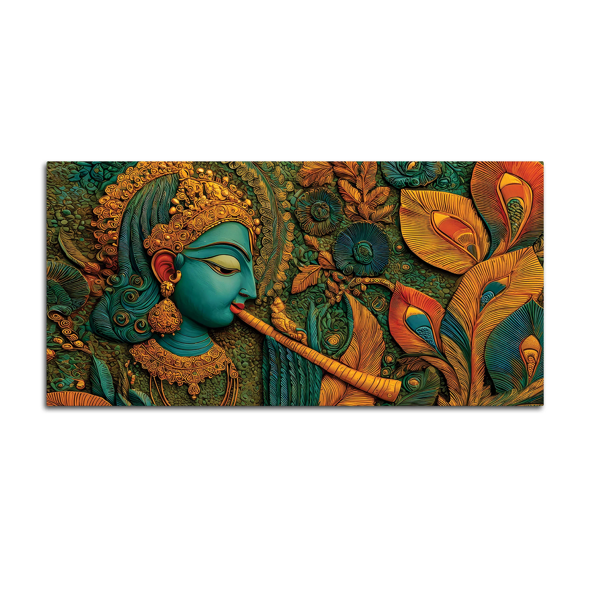 Lord Krishna Premium Textured Canvas Wall Painting for Living Room - Image 4