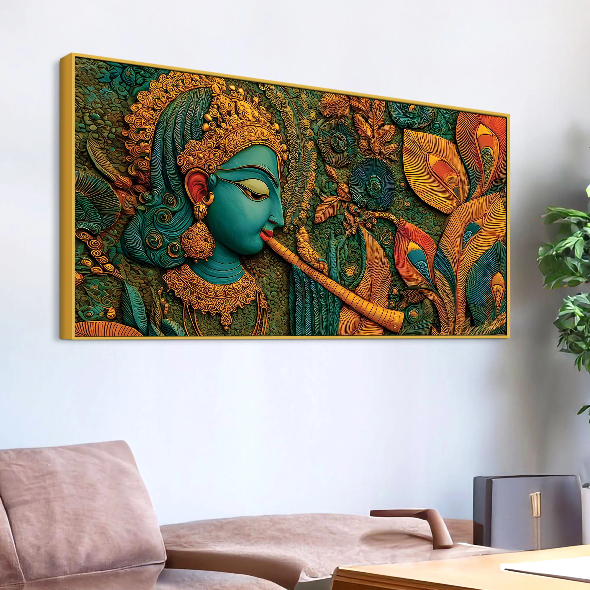 Lord Krishna Premium Textured Canvas Wall Painting for Living Room - Image 5