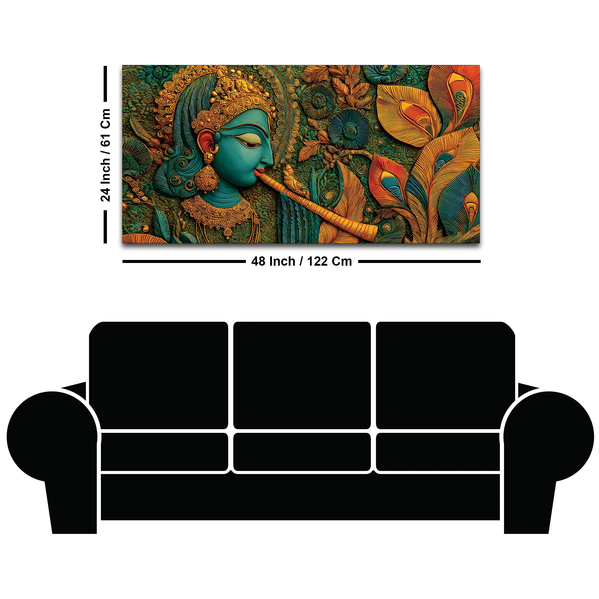 Lord Krishna Premium Textured Canvas Wall Painting for Living Room - Image 8
