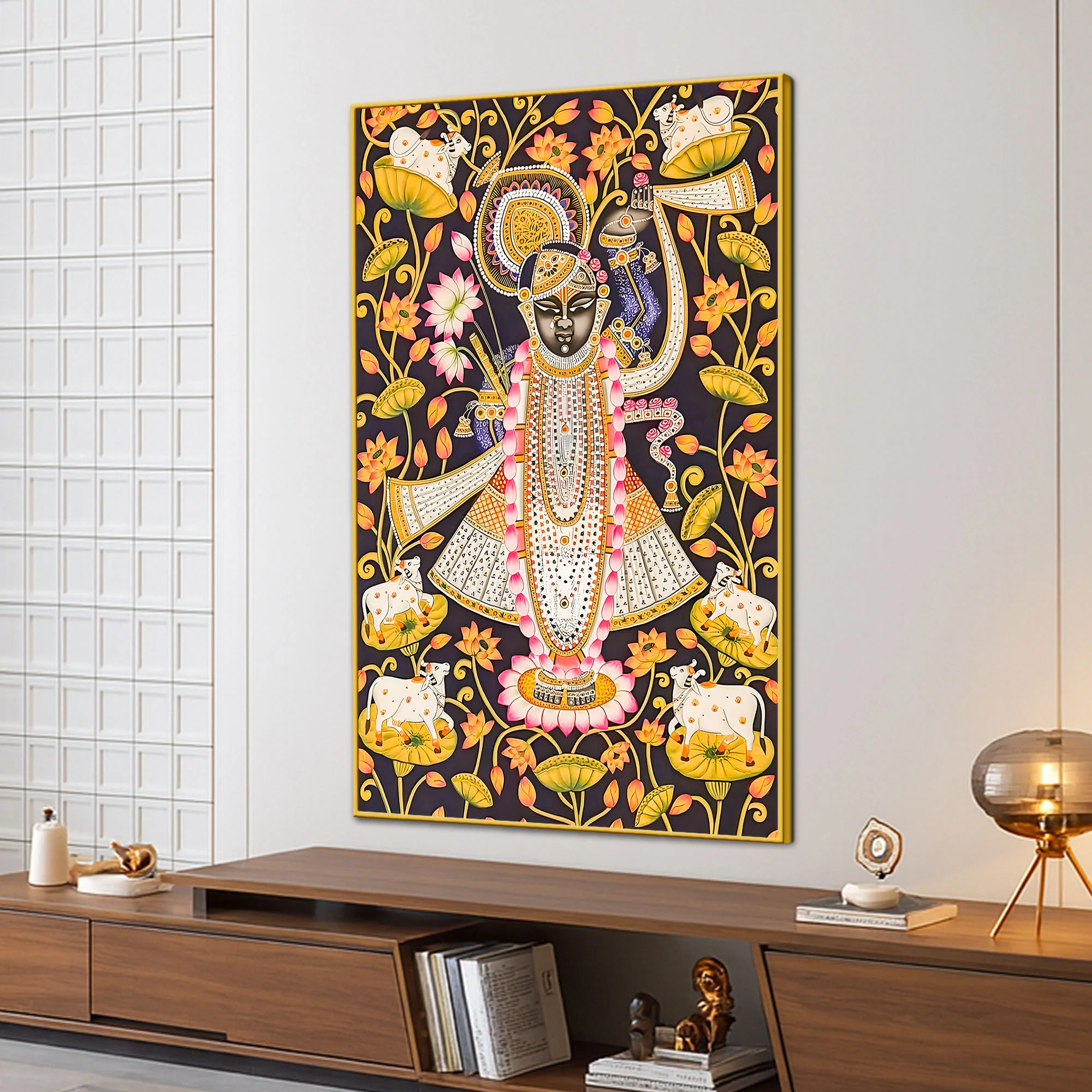 Lord Krishna Shrinath Ji Nathdwara Style Canvas Wall Painting - Image 3