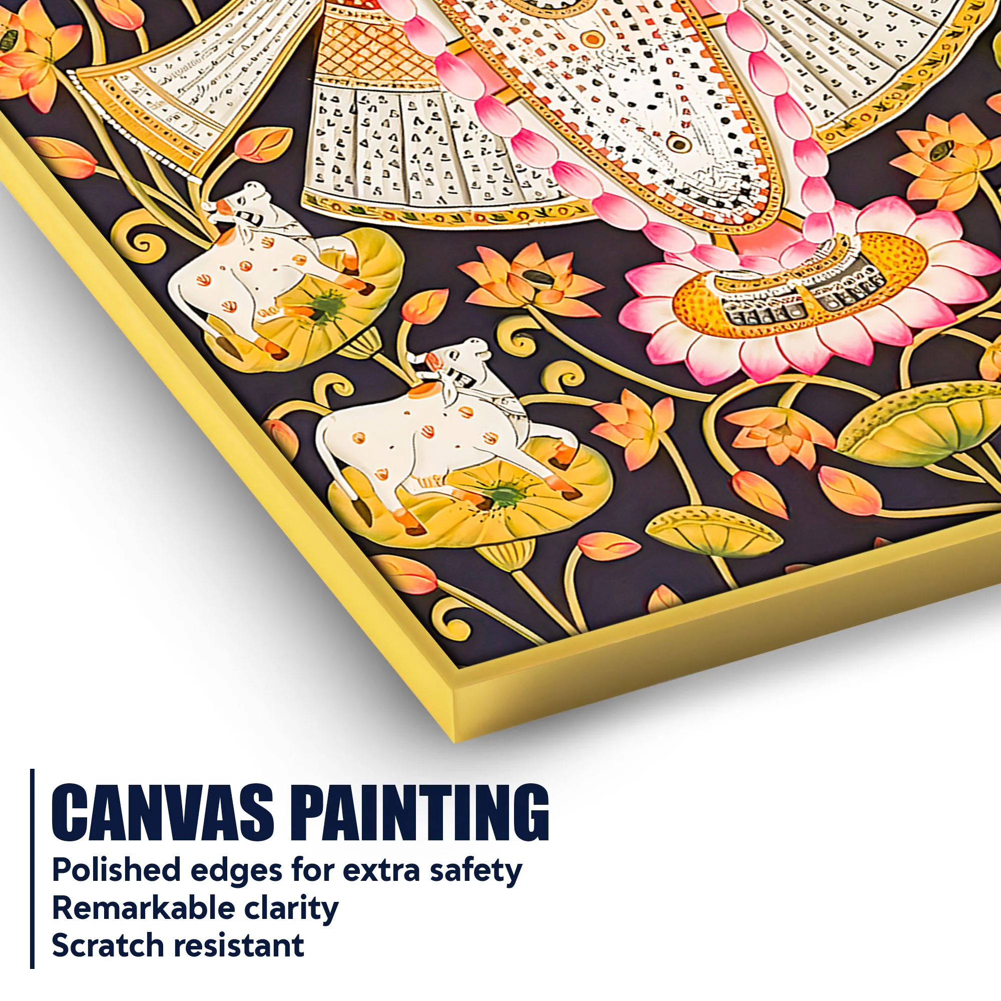 Lord Krishna Shrinath Ji Nathdwara Style Canvas Wall Painting - Image 4