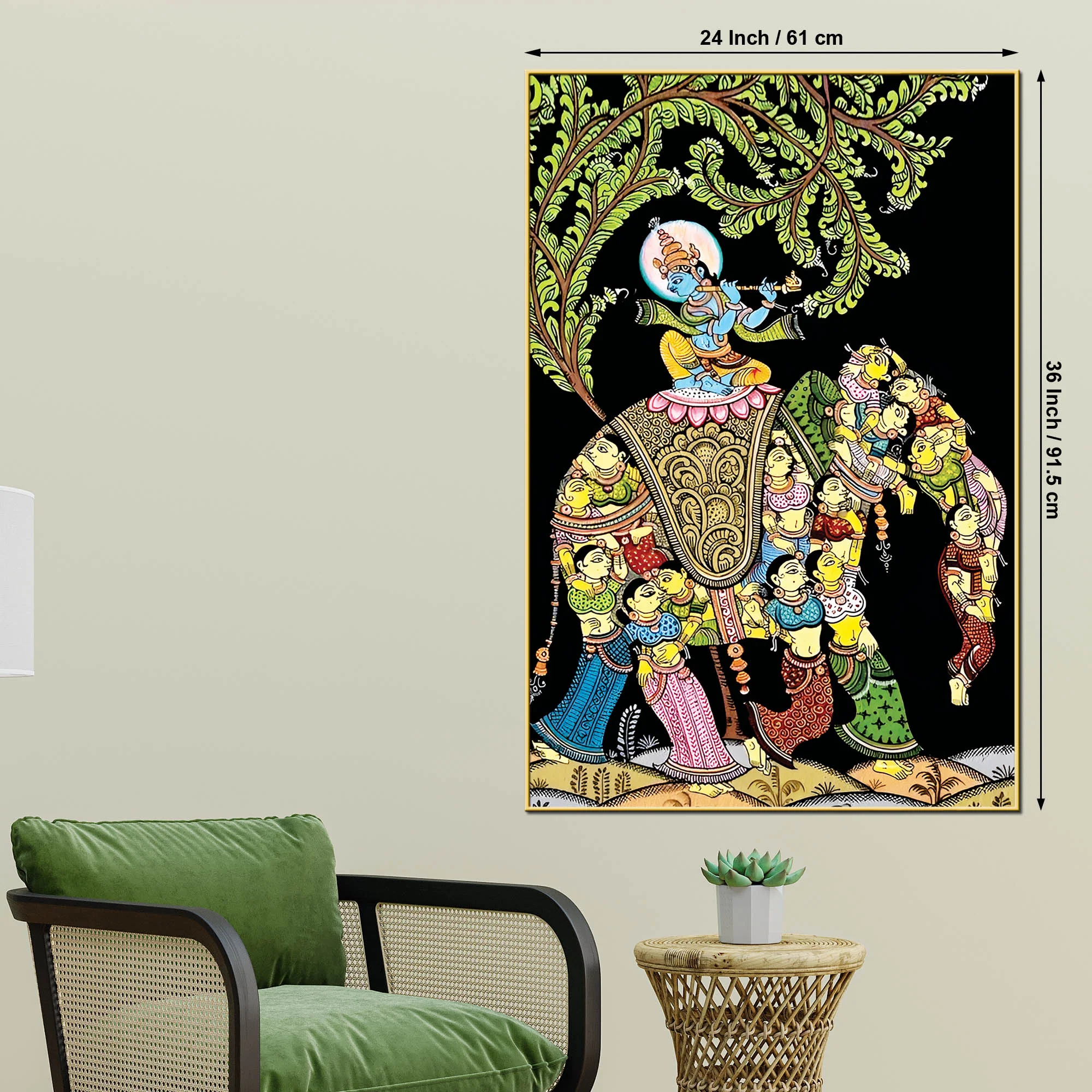 Lord Krishna Spiritual Canvas Painting | Indian Traditional Wall Decor - Image 5