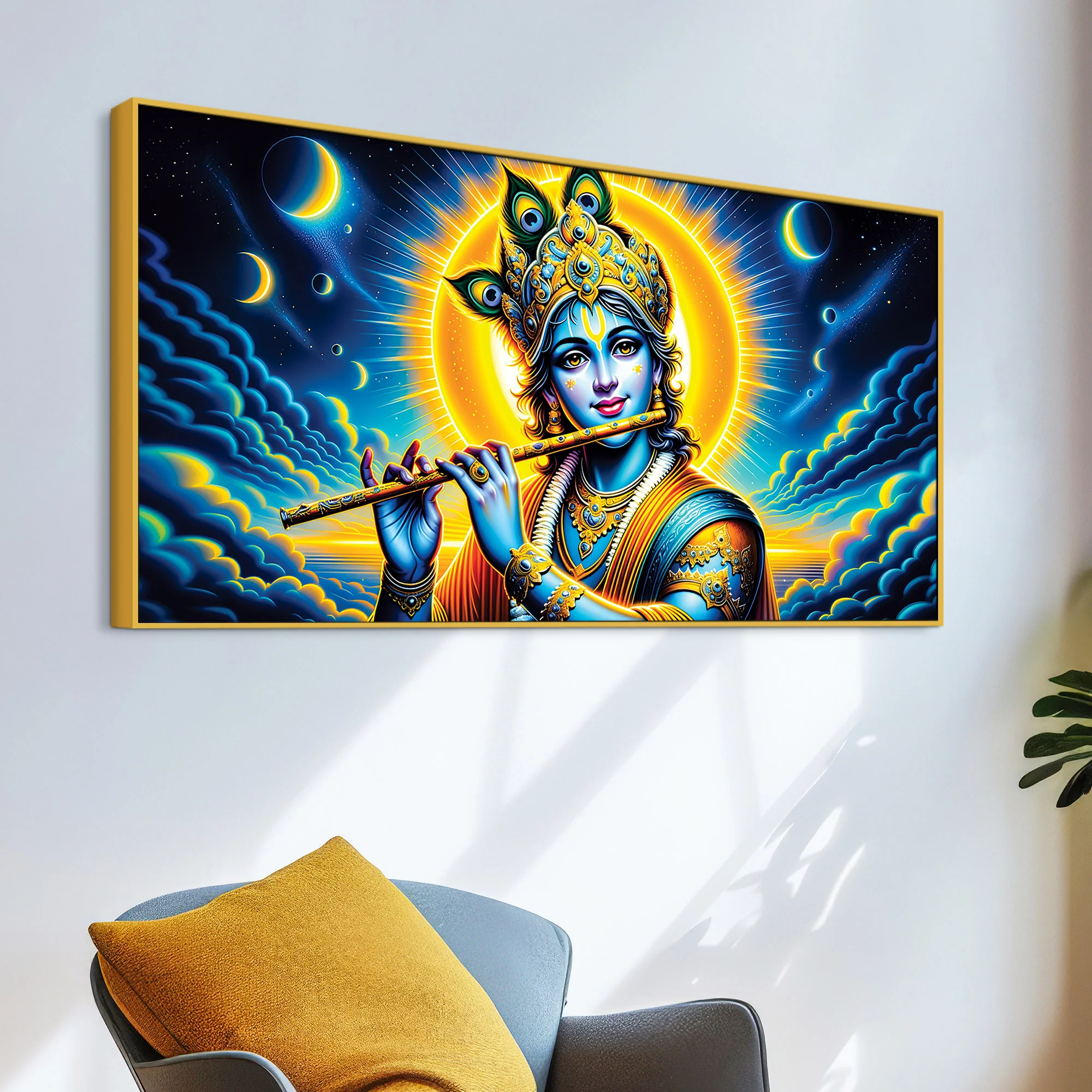 Lord Krishna Spiritual Night Sky Painting - Image 5