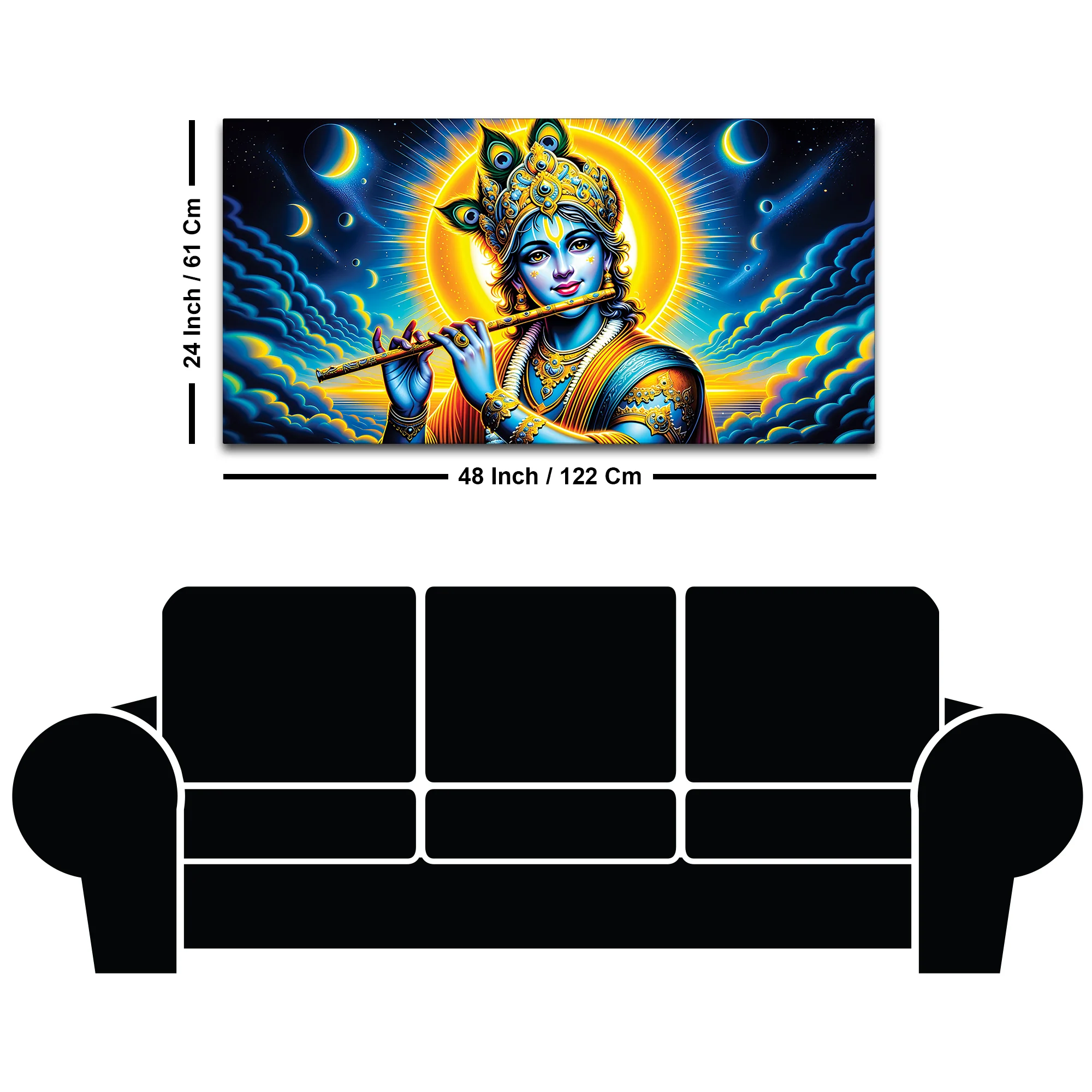 Lord Krishna Spiritual Night Sky Painting - Image 8