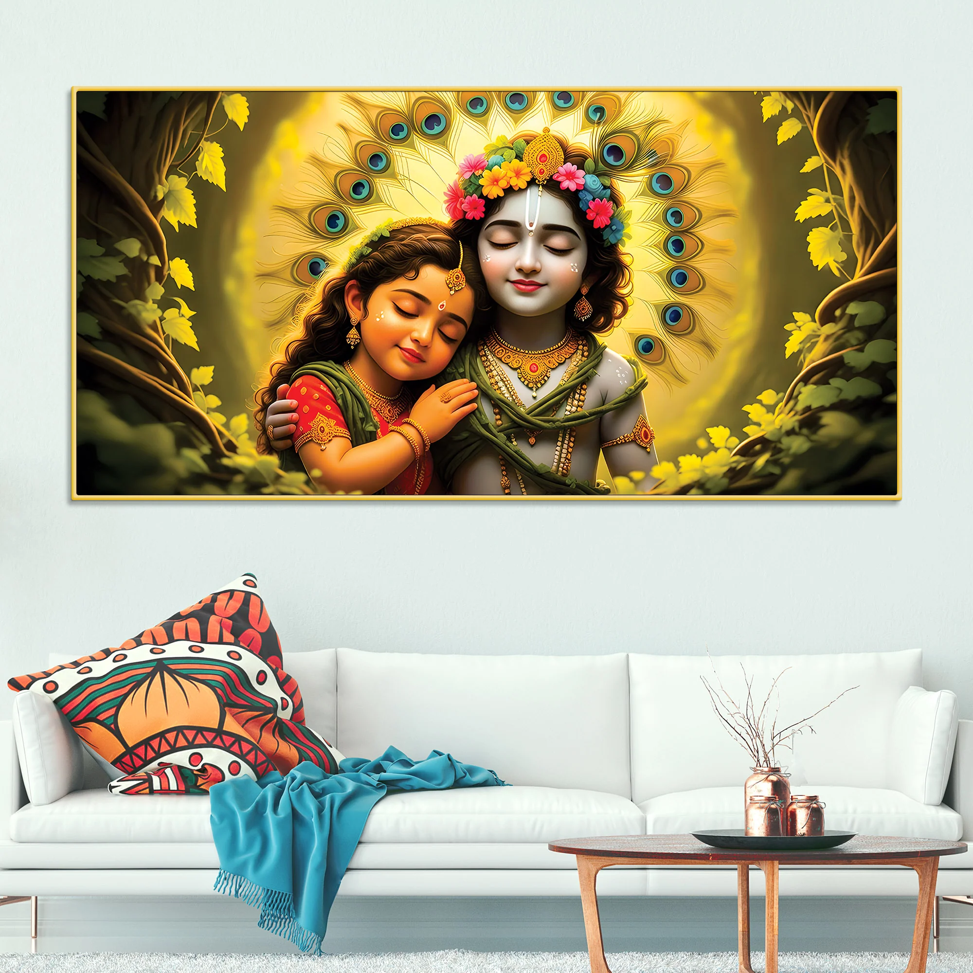 Lord Krishna with Radha Wall Art Painting for Home & Office Décor - Image 2