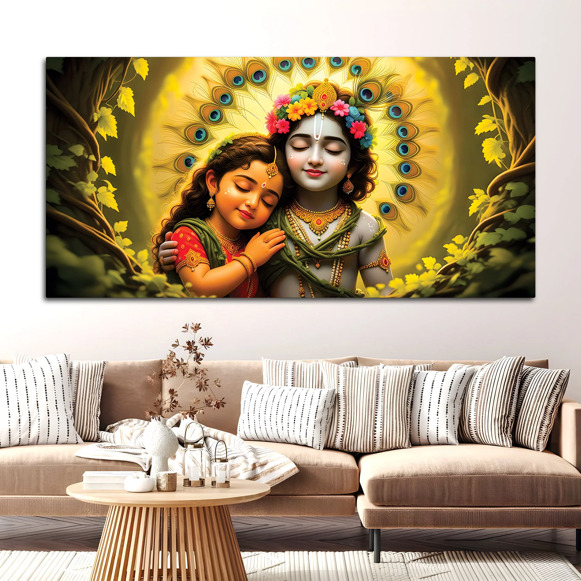 Lord Krishna with Radha Wall Art Painting for Home & Office Décor - Image 3