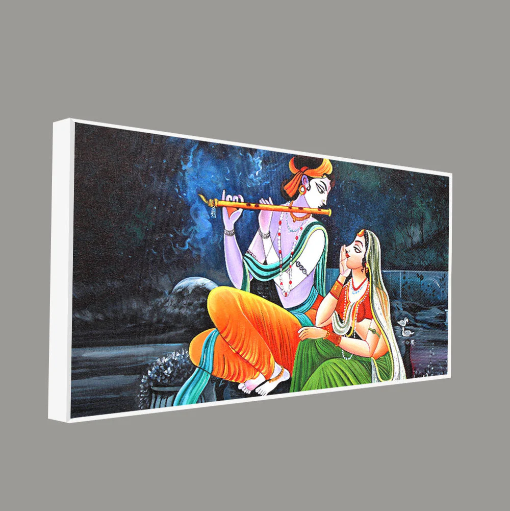 Lord Radha Krishna in Dark Forest Canvas Big Wall Painting Wall Art - Image 5