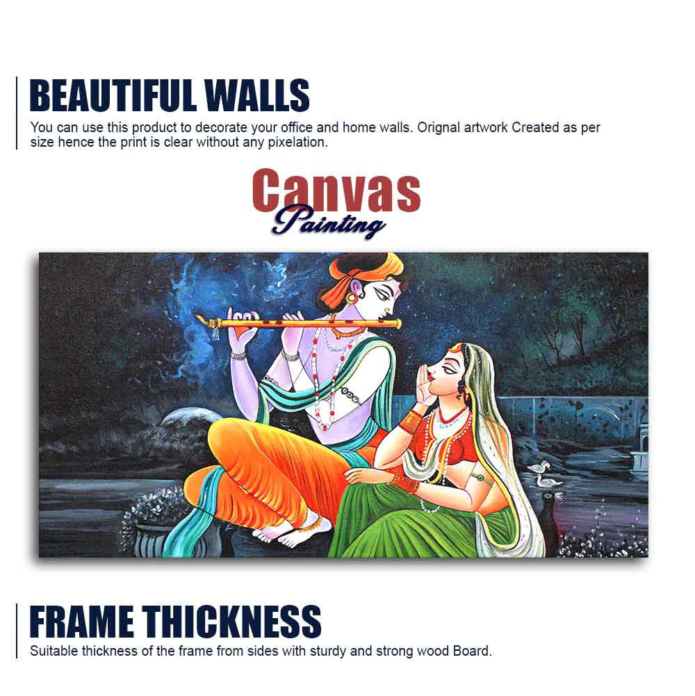 Lord Radha Krishna in Dark Forest Canvas Big Wall Painting Wall Art - Image 6