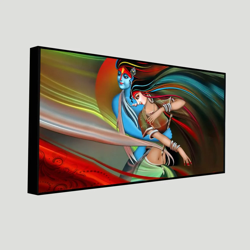 Lord Radha Krishna Musical Modern Art Canvas Wall Painting - Image 5