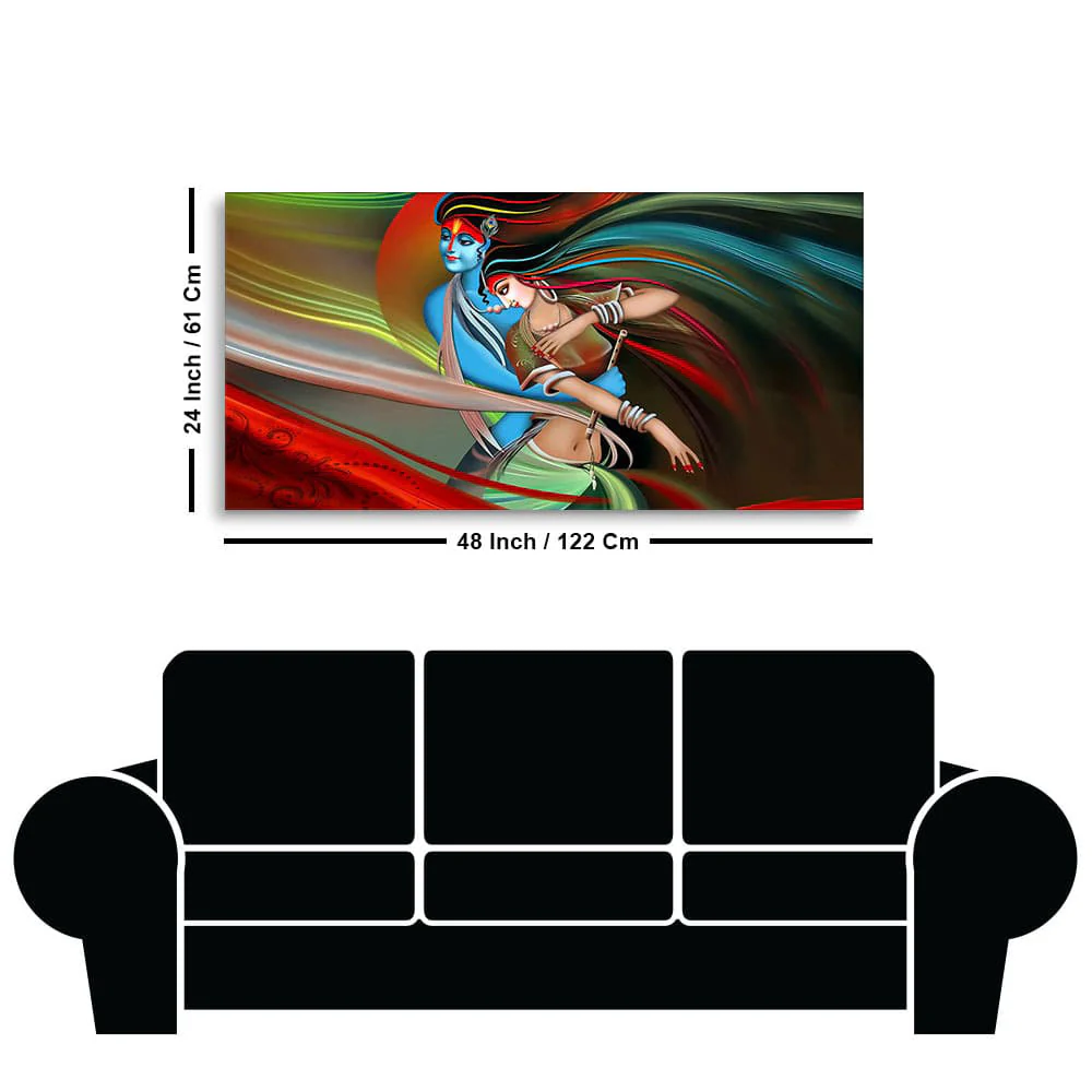 Lord Radha Krishna Musical Modern Art Canvas Wall Painting - Image 7