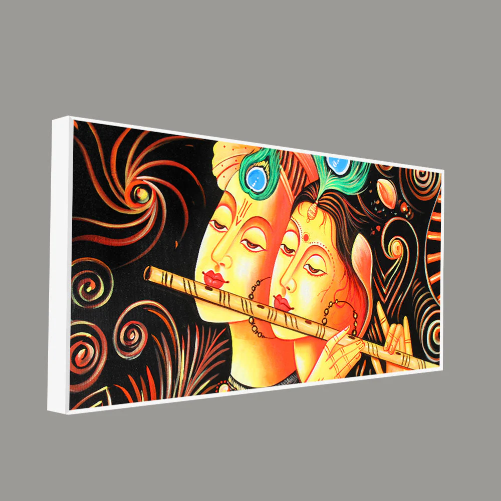 Lord Radha Krishna with Flute Canvas Big Wall Painting Wall Art - Image 5