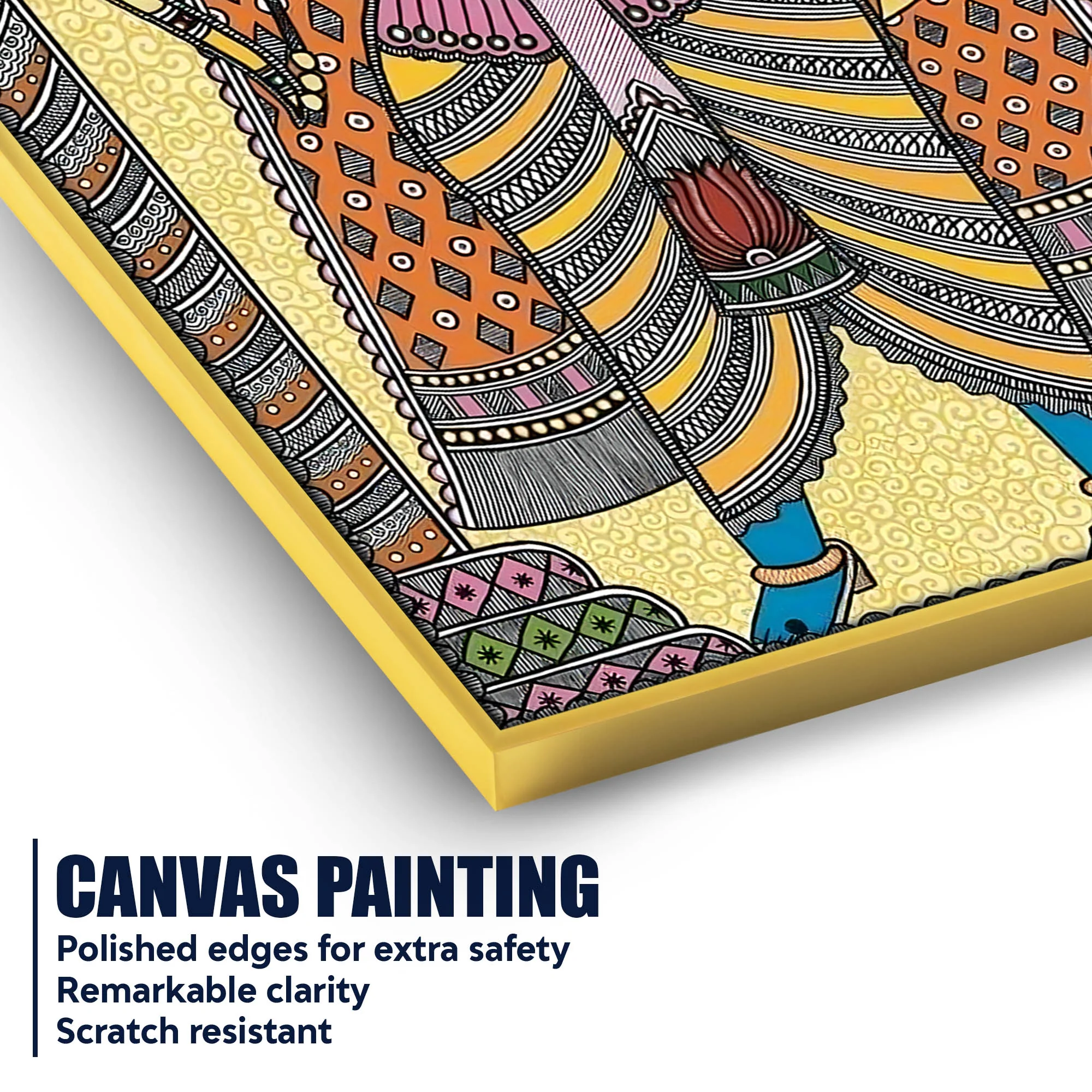 Lord Ram Madhubani Canvas Painting for Temple Style Wall Décor - Image 4