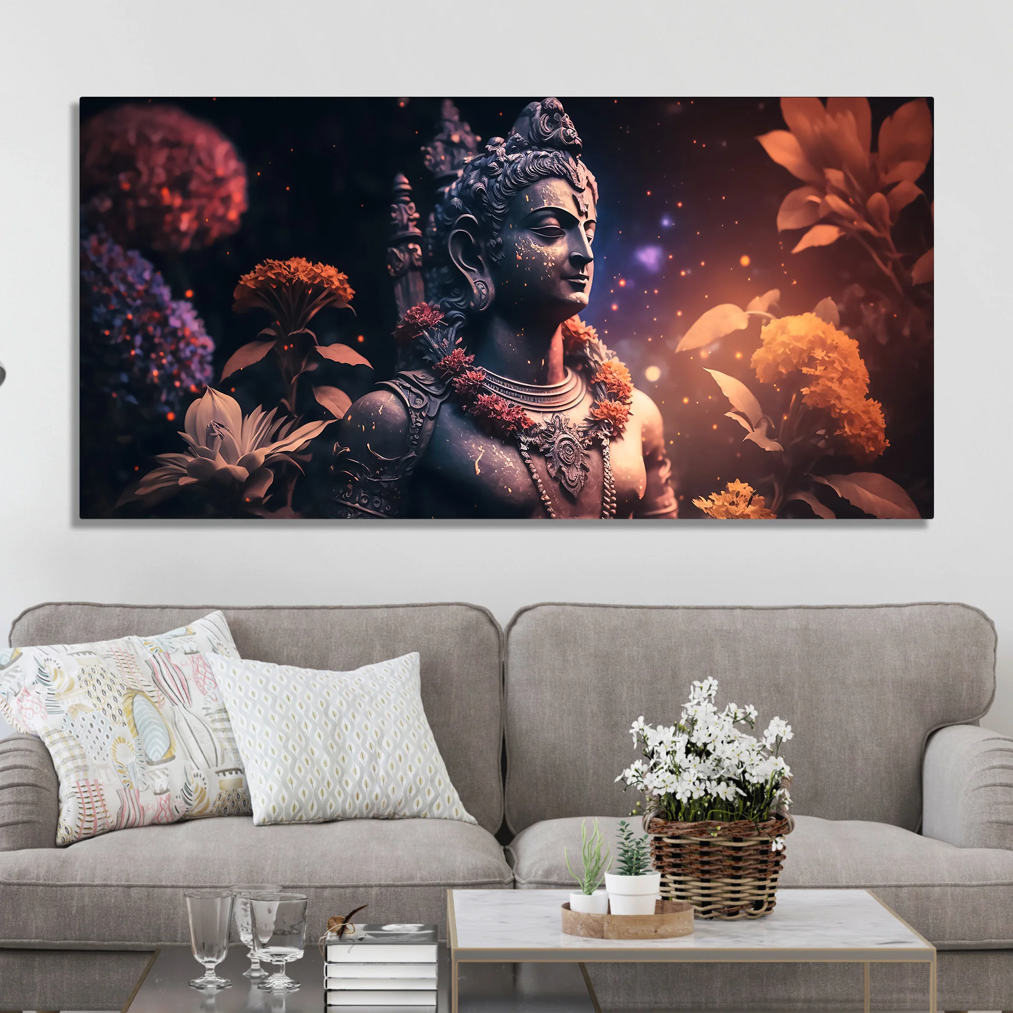 Lord Shiv Shankar Statue Premium Canvas Wall Painting - Image 3