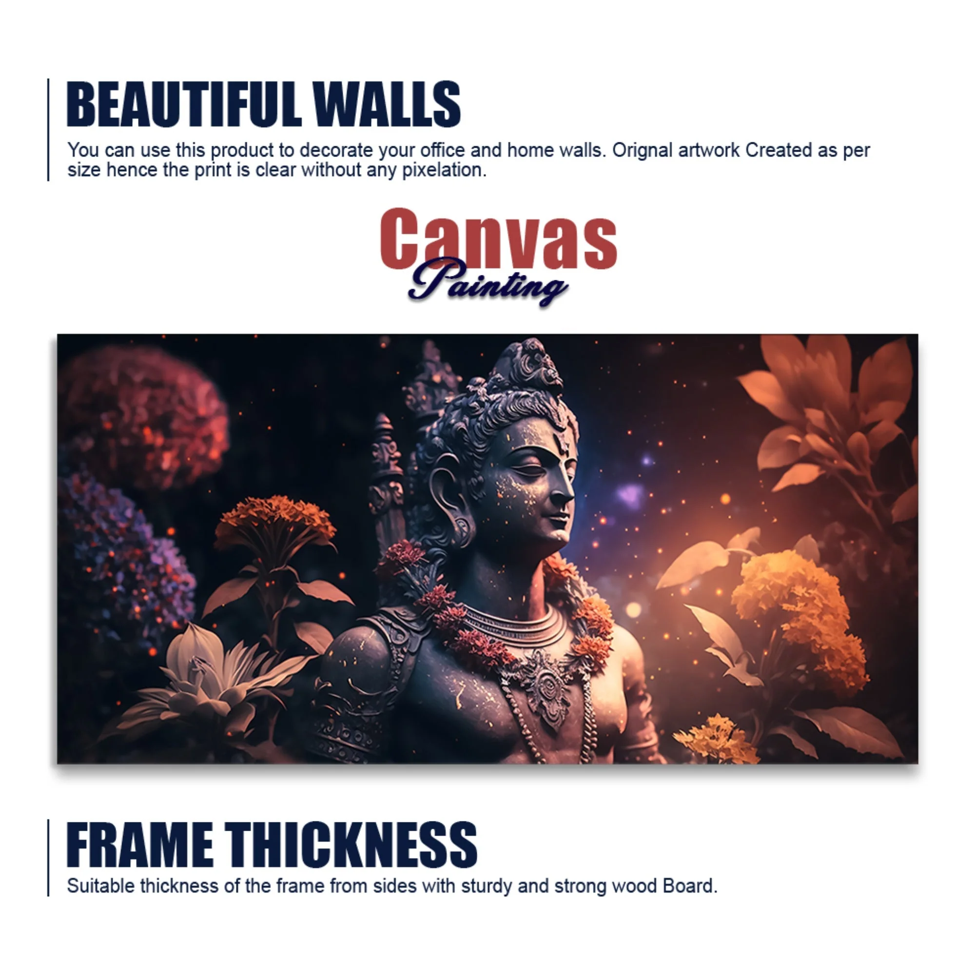 Lord Shiv Shankar Statue Premium Canvas Wall Painting - Image 6