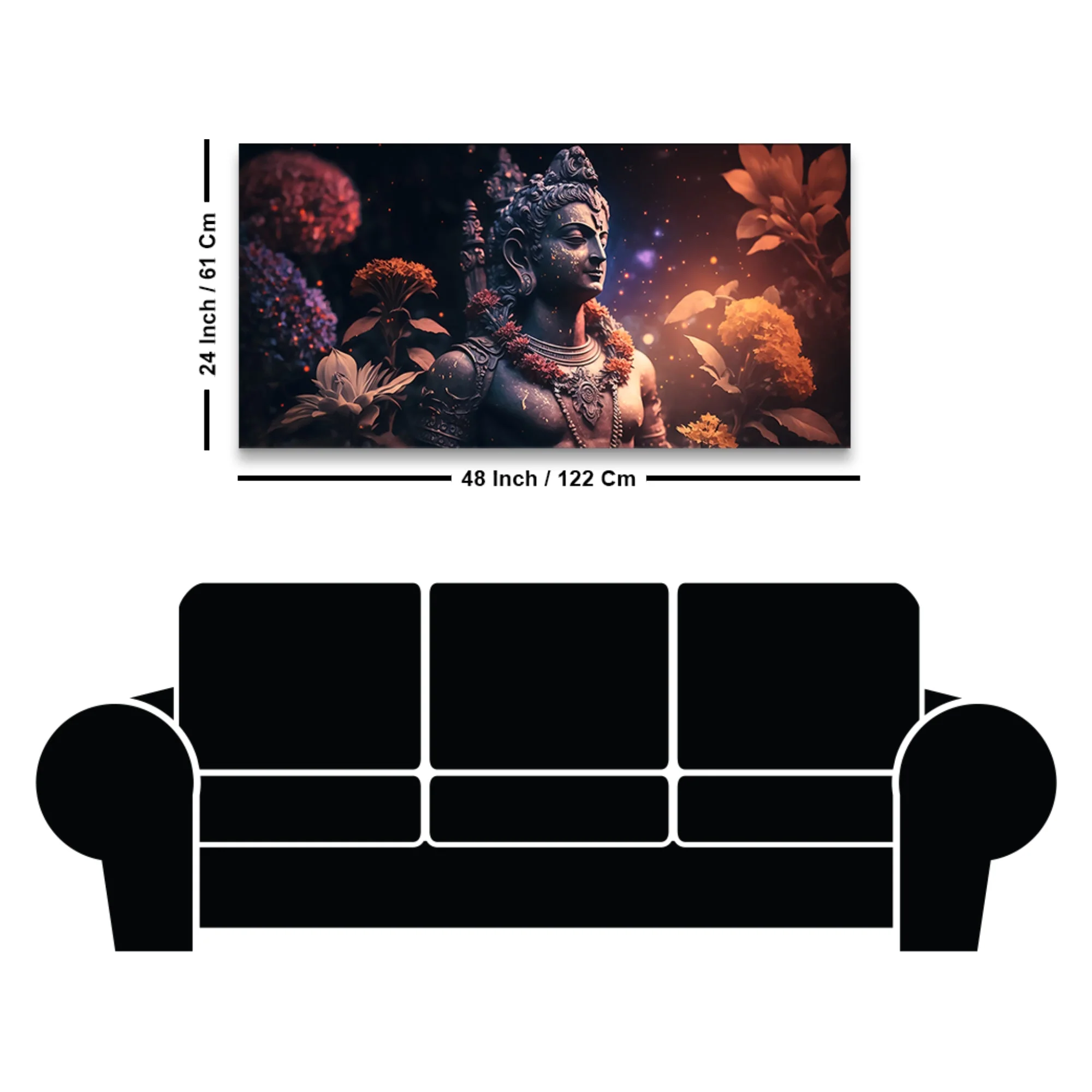 Lord Shiv Shankar Statue Premium Canvas Wall Painting - Image 7