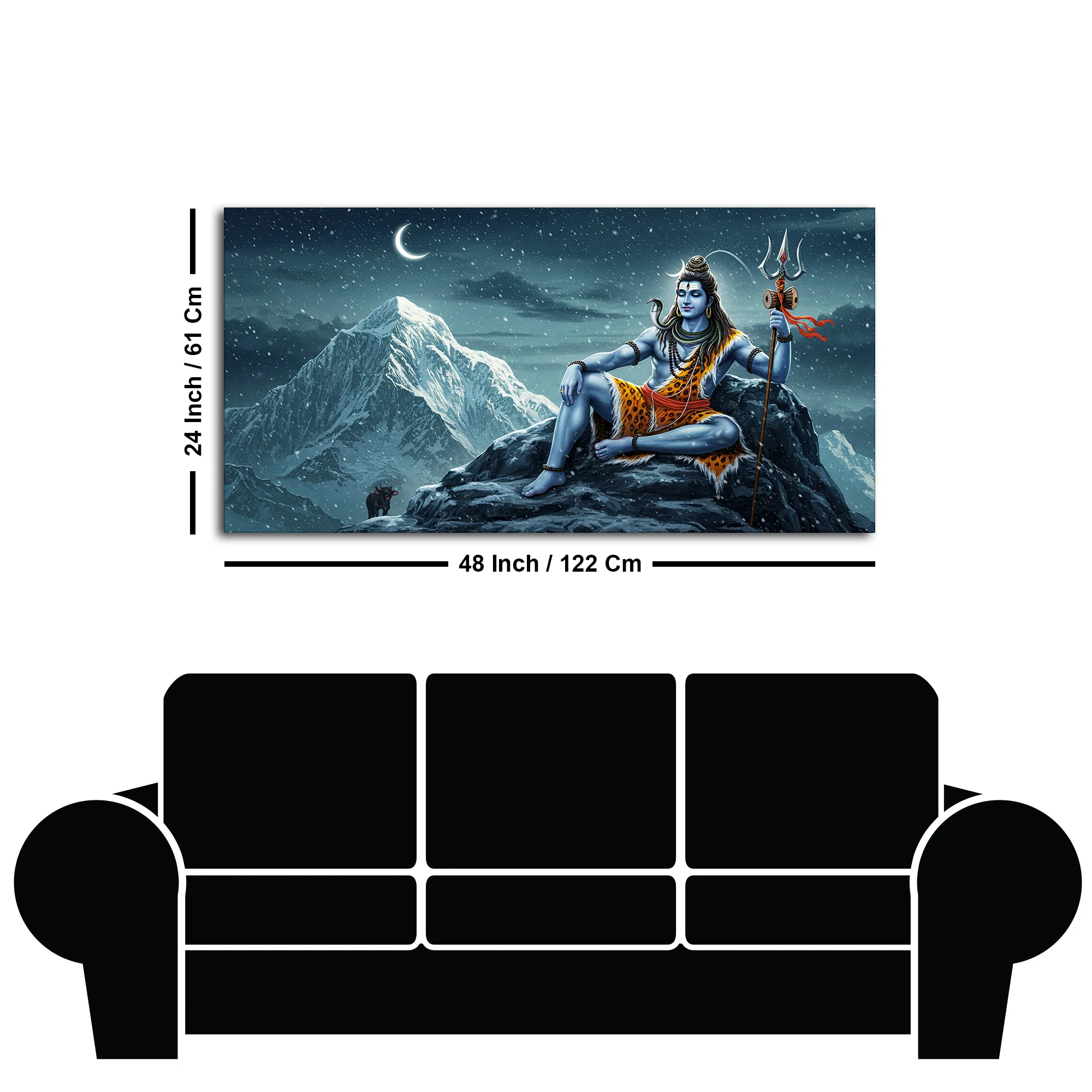 Lord Shiva in Himalayas Canvas Wooden Wall Painting - Image 7