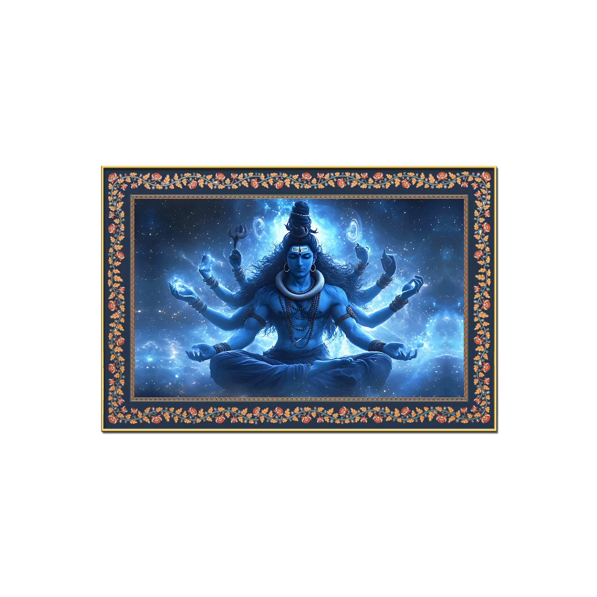 Lord Shiva New Creation and Renewal Floral Border Canvas Wall Painting - Image 4