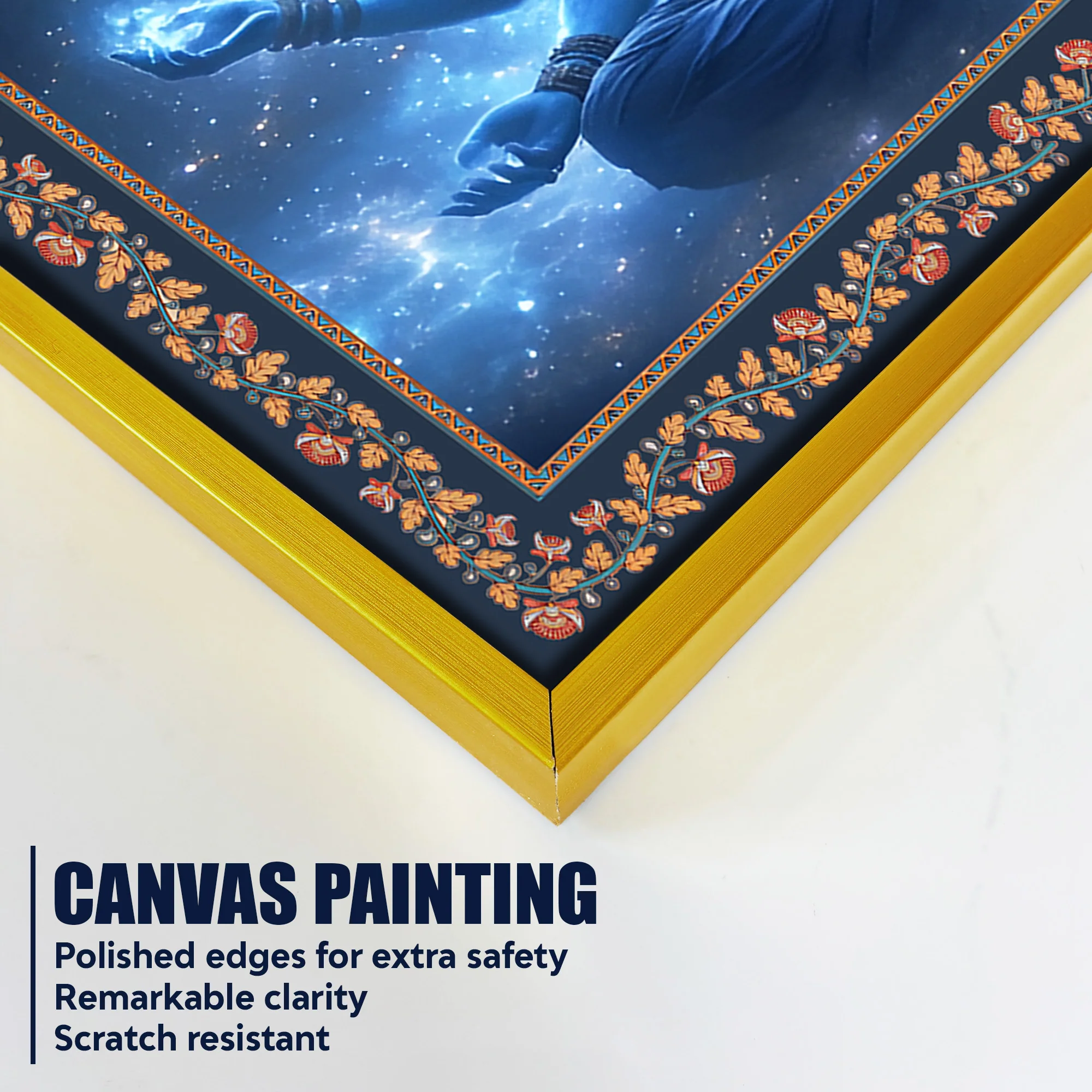 Lord Shiva New Creation and Renewal Floral Border Canvas Wall Painting - Image 5