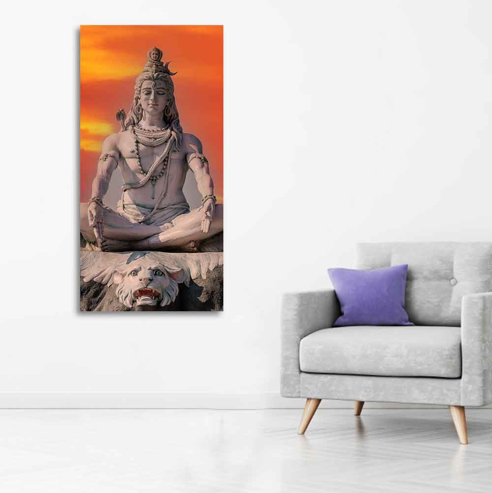 Lord Shiva Sculpture Canvas Wall Painting for Hall - Image 4