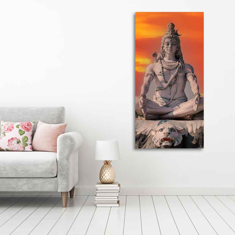 Lord Shiva Sculpture Canvas Wall Painting for Hall - Image 5
