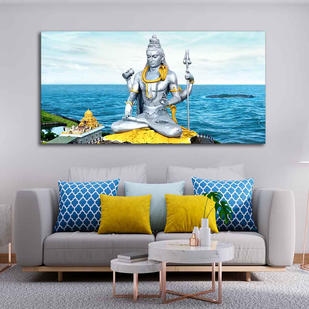 Lord Shiva Statue Canvas Wall Painting - Image 2
