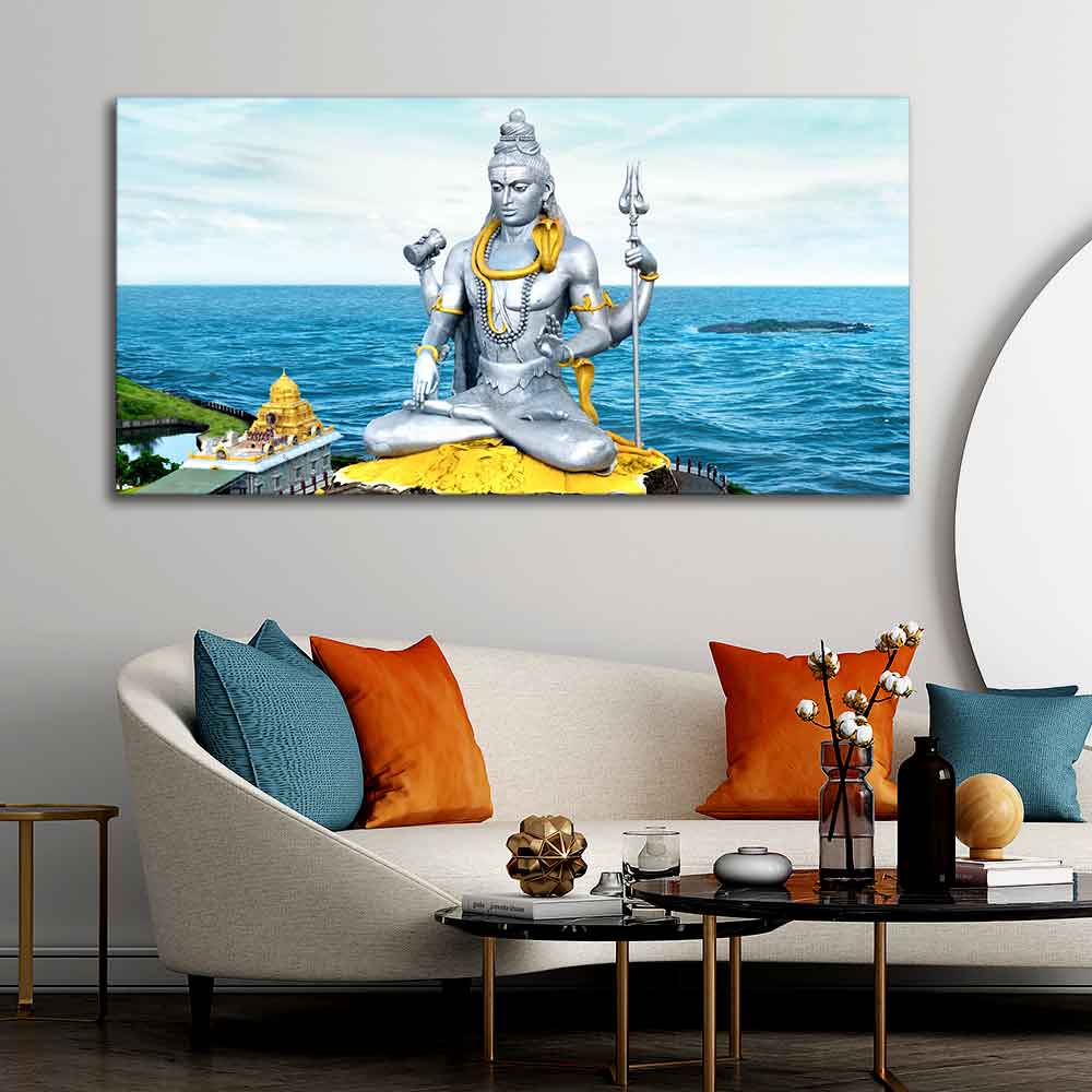 Lord Shiva Statue Canvas Wall Painting - Image 3