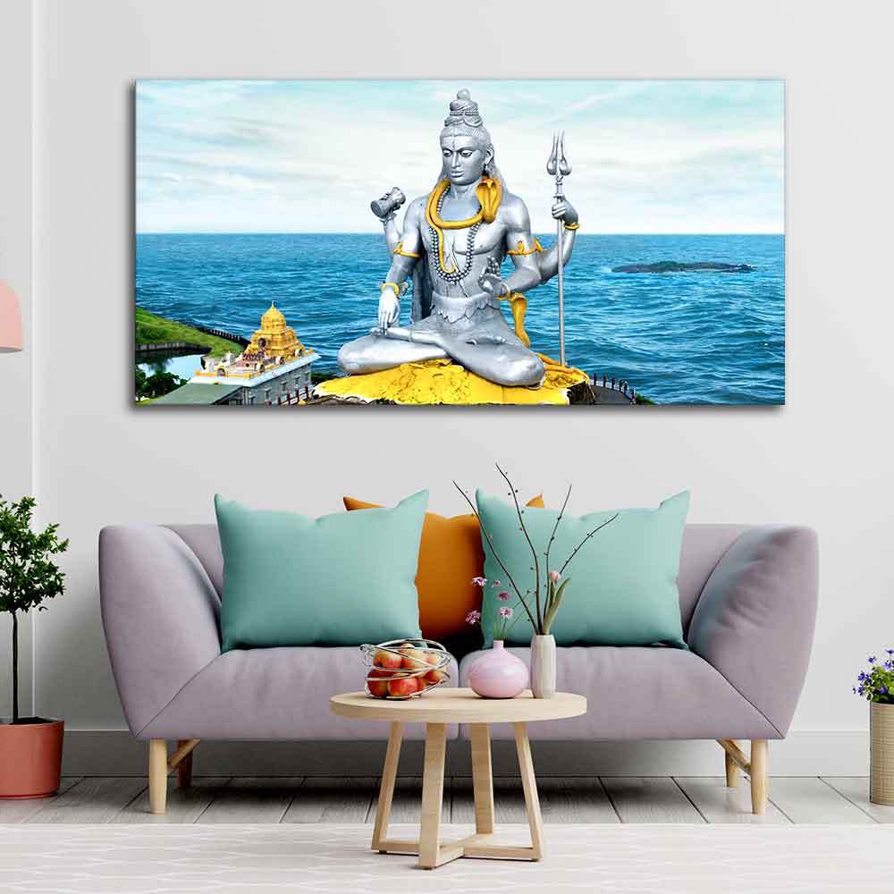 Lord Shiva Statue Canvas Wall Painting - Image 4