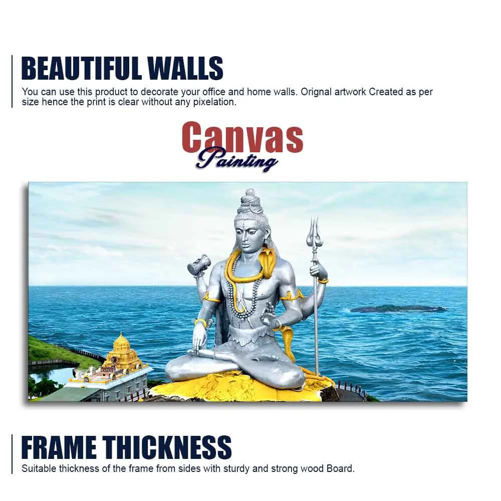 Lord Shiva Statue Canvas Wall Painting - Image 6