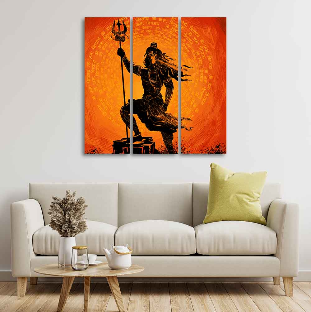 Lord Shiva with message Om Namah Shivaya Spiritual Canvas Wall Painting - Image 3