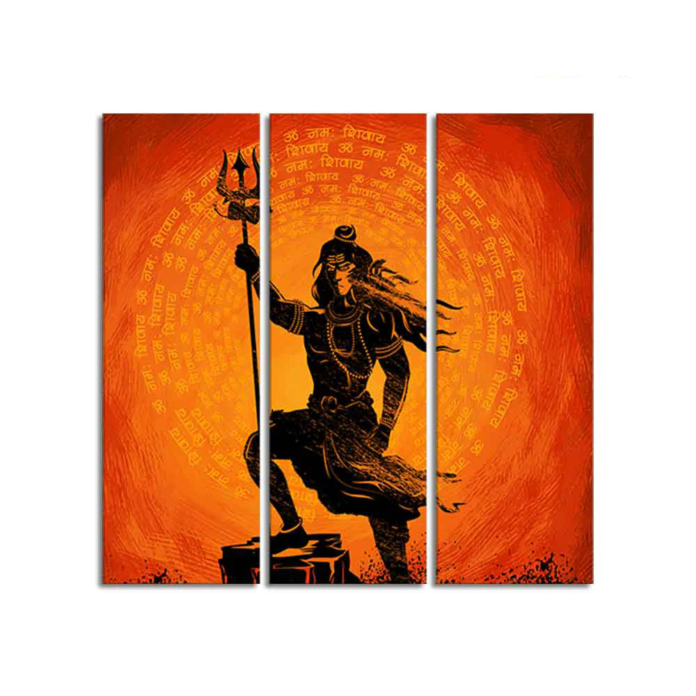 Lord Shiva with message Om Namah Shivaya Spiritual Canvas Wall Painting - Image 4