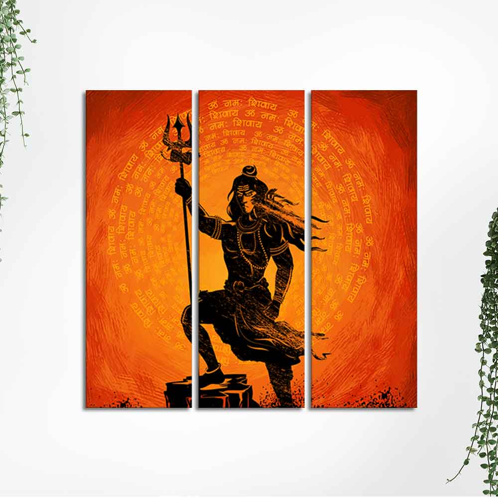 Lord Shiva with message Om Namah Shivaya Spiritual Canvas Wall Painting - Image 5