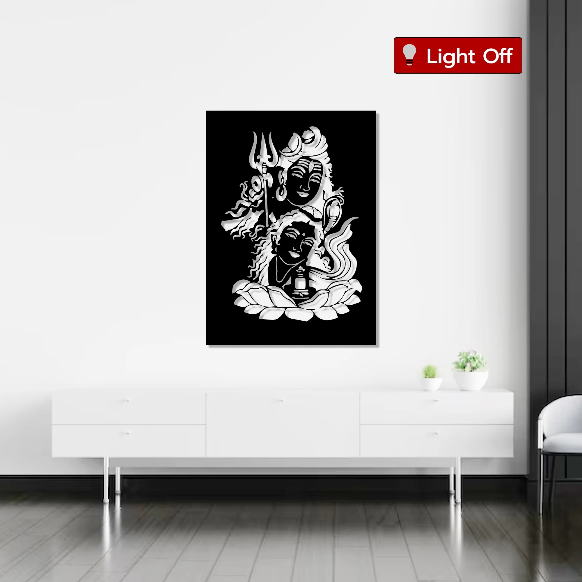 Lord Shiva with Parvati Modern Metal Art Wall Decor - Image 2