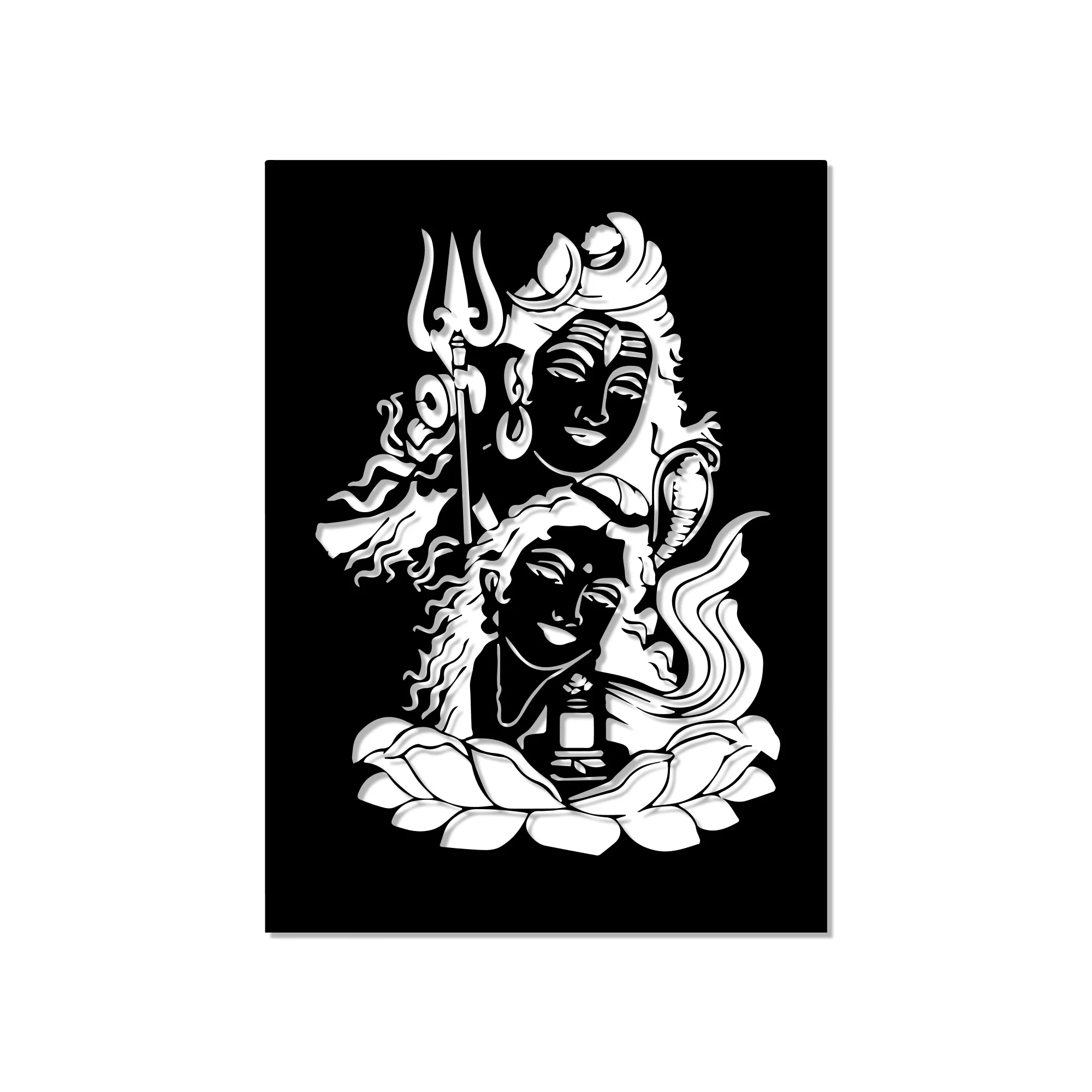 Lord Shiva with Parvati Modern Metal Art Wall Decor - Image 3