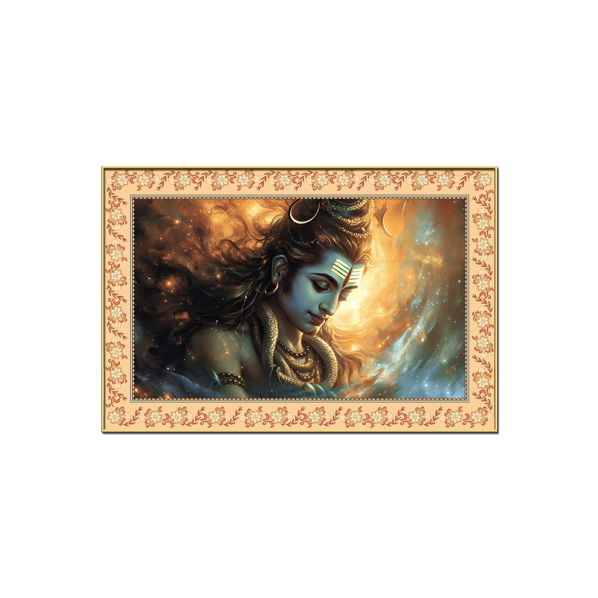 Lord Shivay Modern Art Design Floral Border Canvas Wall Painting - Image 4