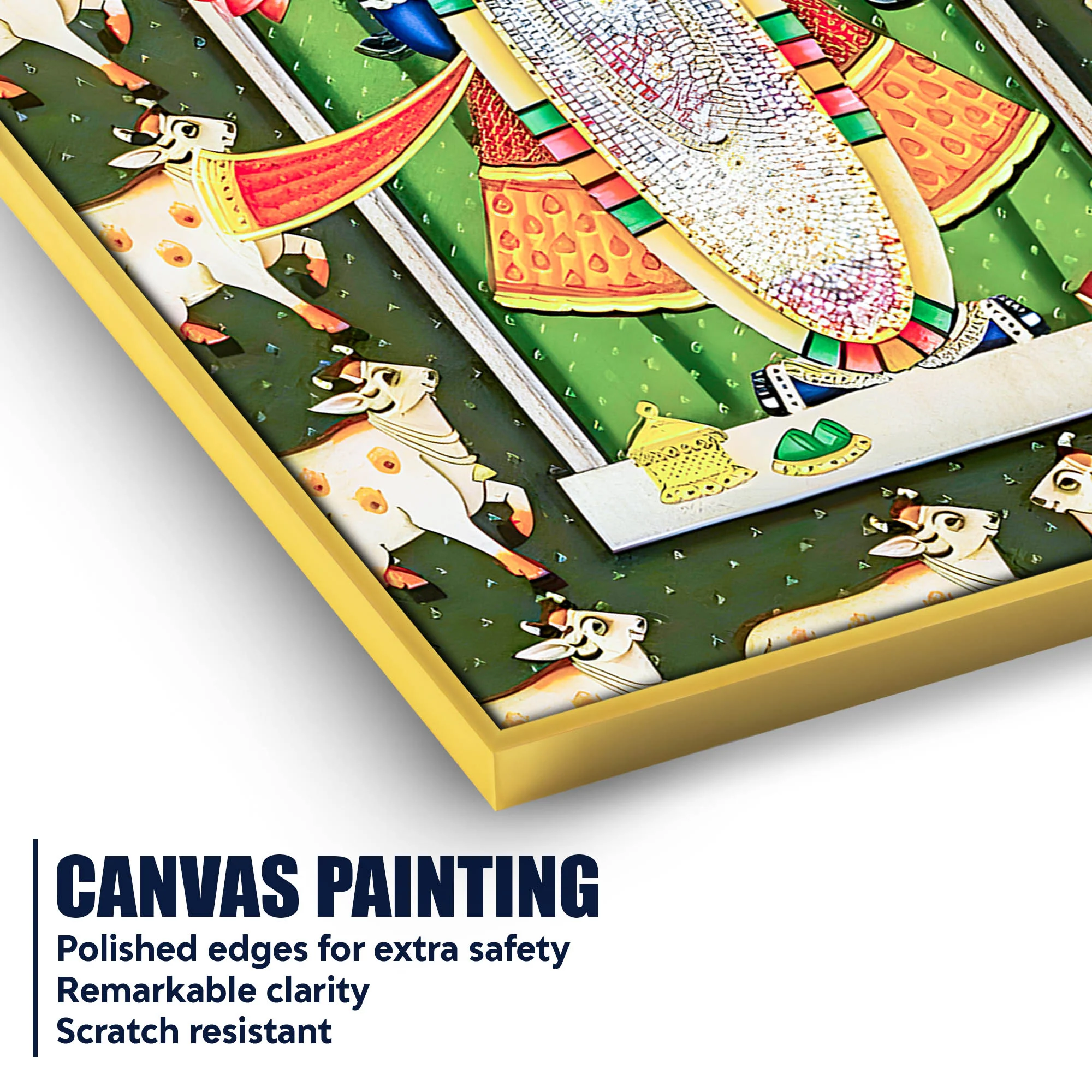 Lord Shree Krishna Shrinath Ji Pichwai Inspired Canvas Wall Painting - Image 4