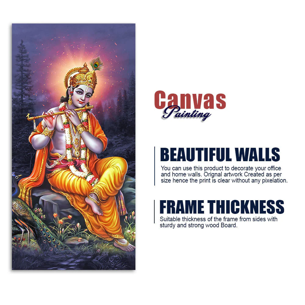 Lord Shree Krishna with Flute Premium Wall Painting - Image 6